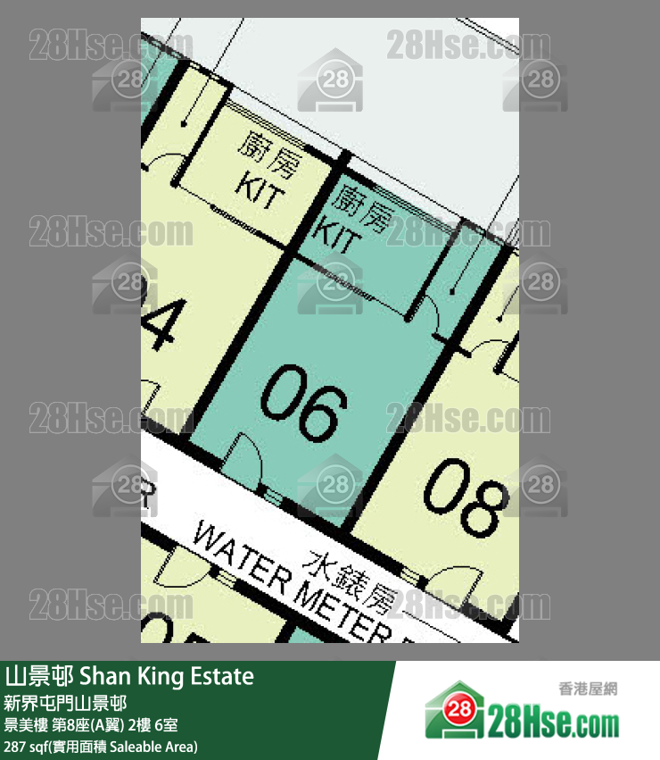 山景邨 景美樓第8座(A翼)2樓 6室 平面圖