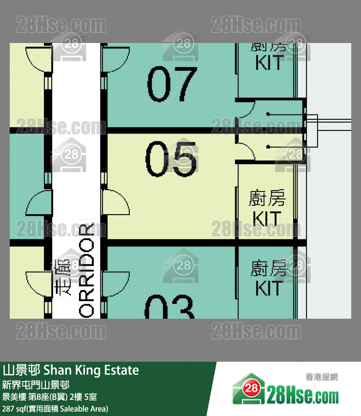 山景邨 景美樓第8座(B翼)2樓 5室 平面圖