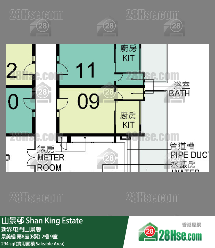山景邨 景美樓第8座(B翼)2樓 9室 平面圖