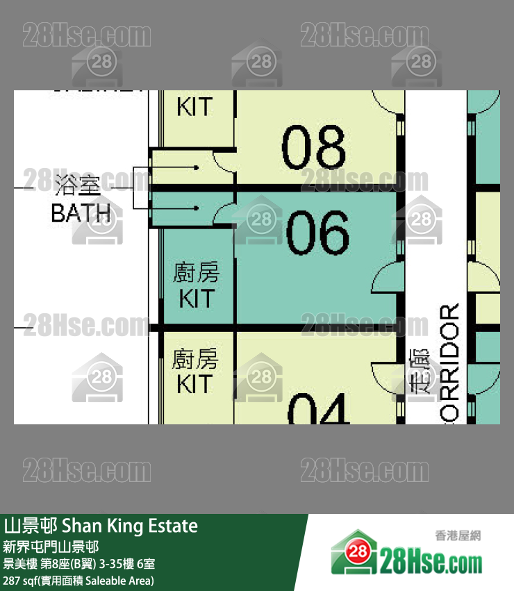 山景邨 景美樓 第8座(B翼) 35樓 6室 平面圖