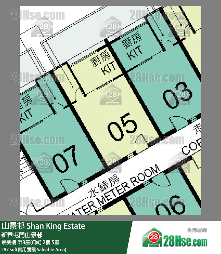 山景邨 景美樓第8座(C翼)2樓 5室 平面圖