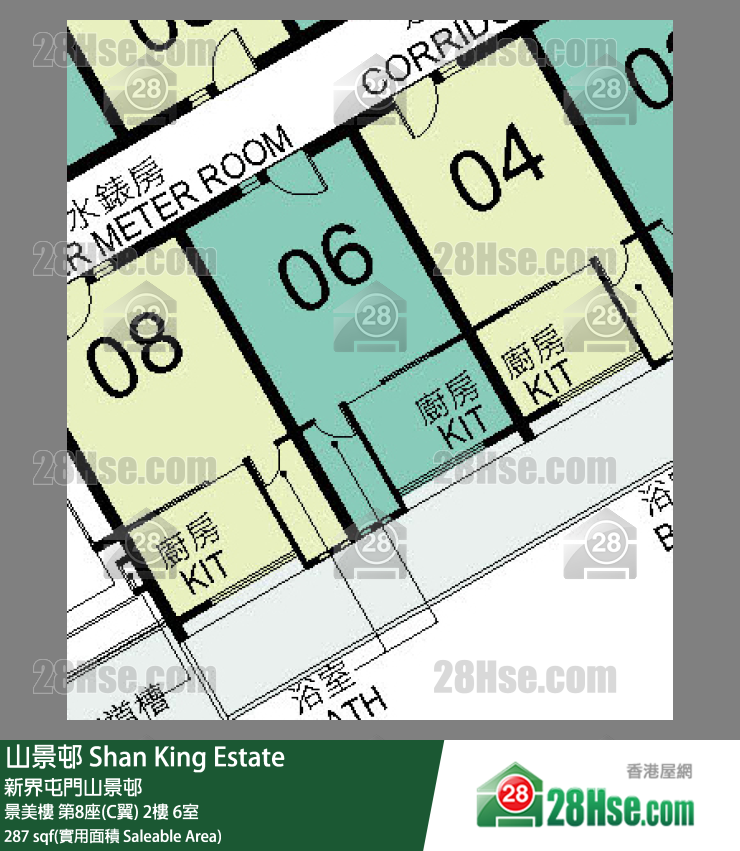 山景邨 景美樓第8座(C翼)2樓 6室 平面圖