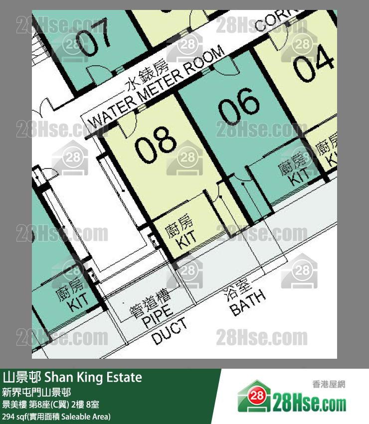 山景邨 景美樓第8座(C翼)2樓 8室 平面圖
