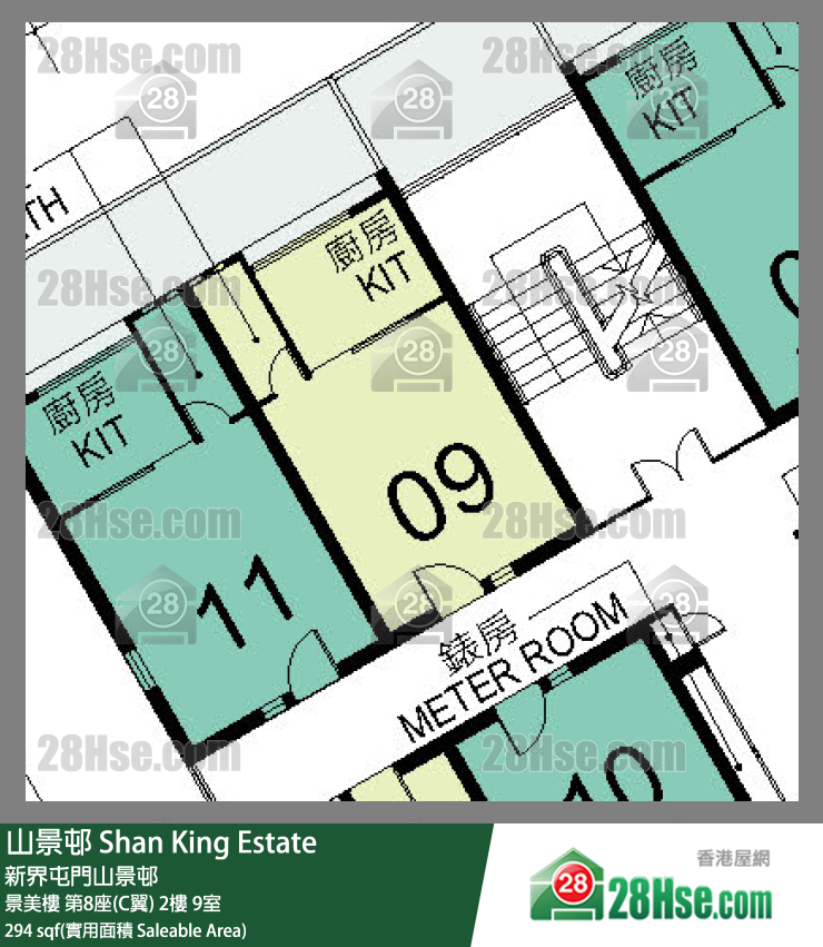 山景邨 景美樓 第8座(C翼) 2樓 9室 平面圖