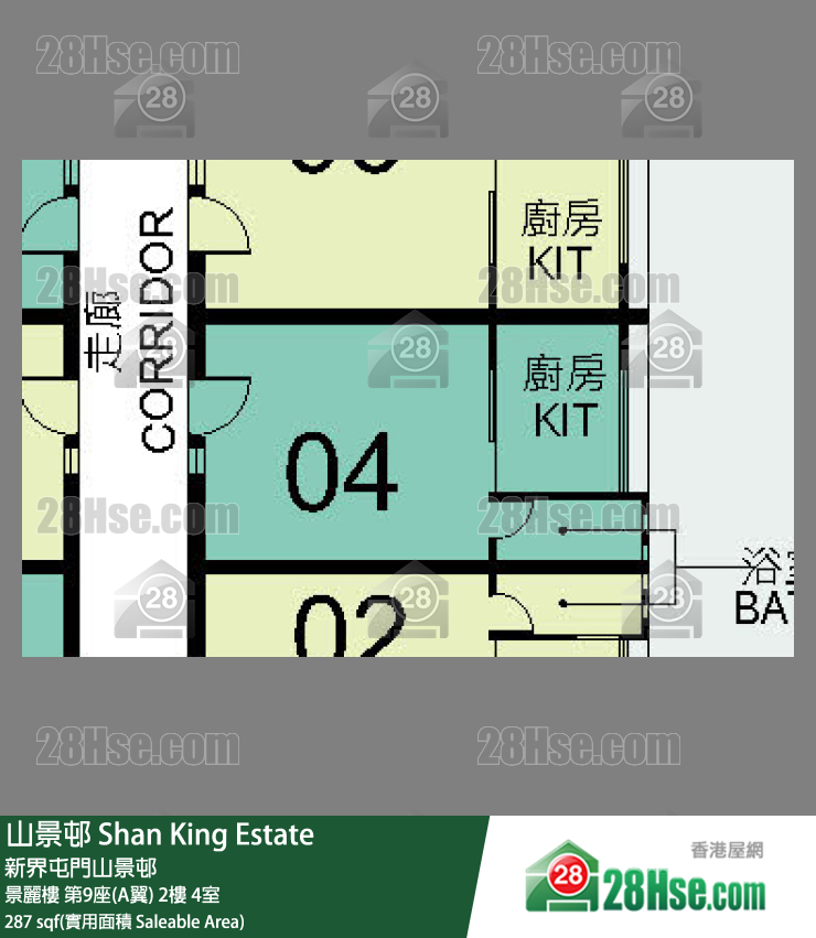 山景邨 景麗樓 第9座(A翼) 2樓 4室 平面圖