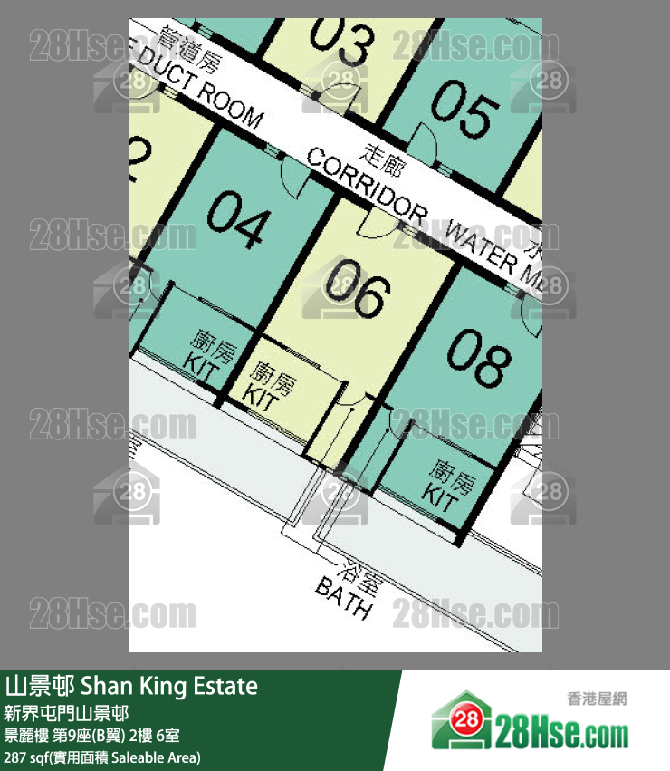 山景邨 景麗樓 第9座(B翼) 2樓 6室 平面圖