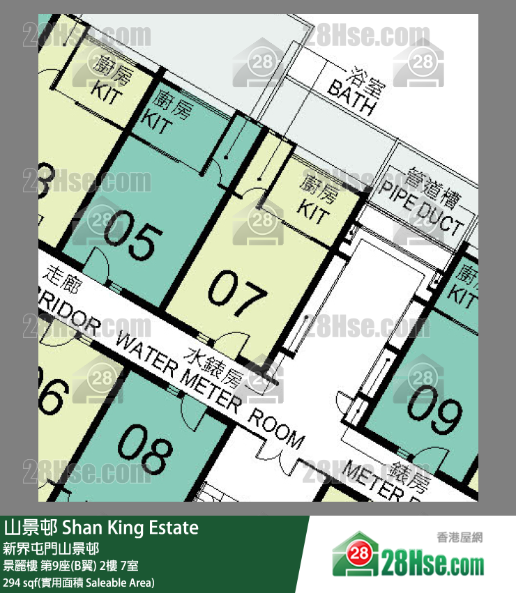 山景邨 景麗樓 第9座(B翼) 2樓 7室 平面圖