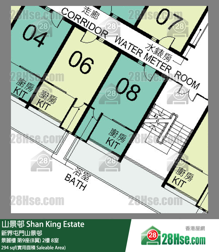 山景邨 景麗樓 第9座(B翼) 2樓 8室 平面圖