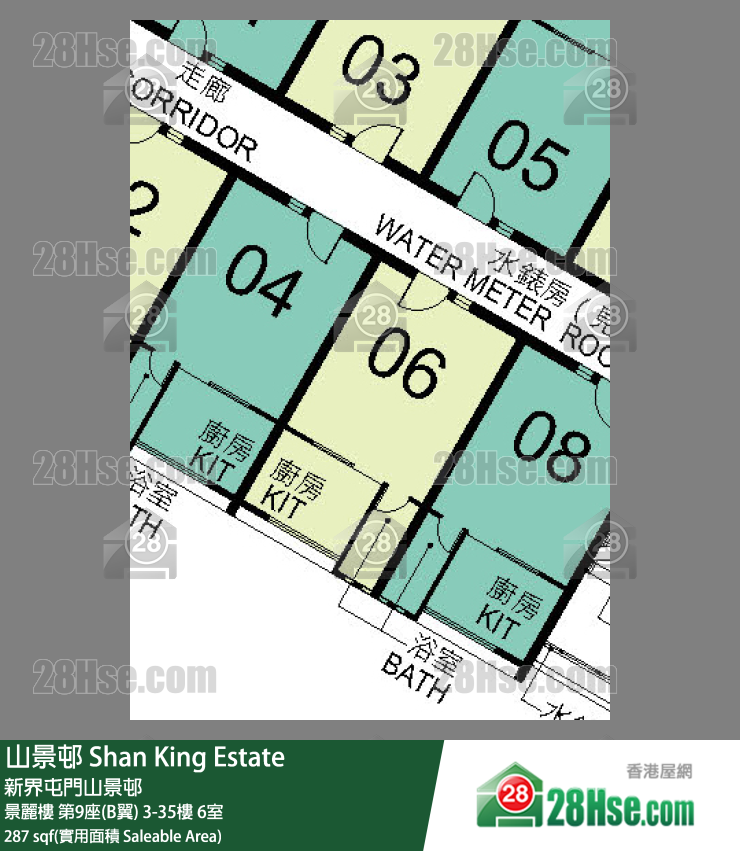 山景邨 景麗樓第9座(B翼)20樓 6室 平面圖