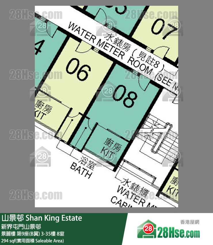 山景邨 景麗樓第9座(B翼)4樓 8室 平面圖