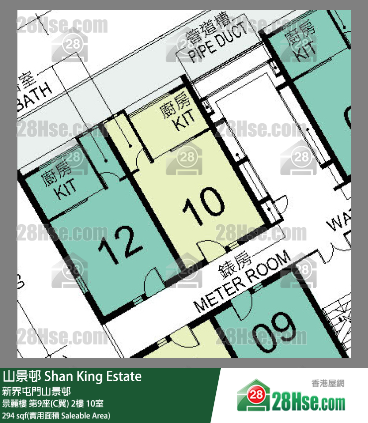山景邨 景麗樓 第9座(C翼) 2樓 10室 平面圖
