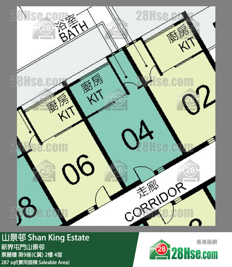 山景邨 景丽楼 第9座(C翼) 2楼 4室 平面图