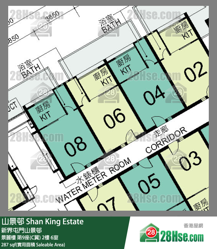 山景邨 景麗樓 第9座(C翼) 2樓 6室 平面圖