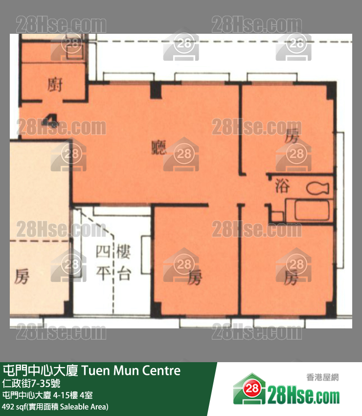 屯門中心大廈 屯門中心大廈 8樓 4室 平面圖