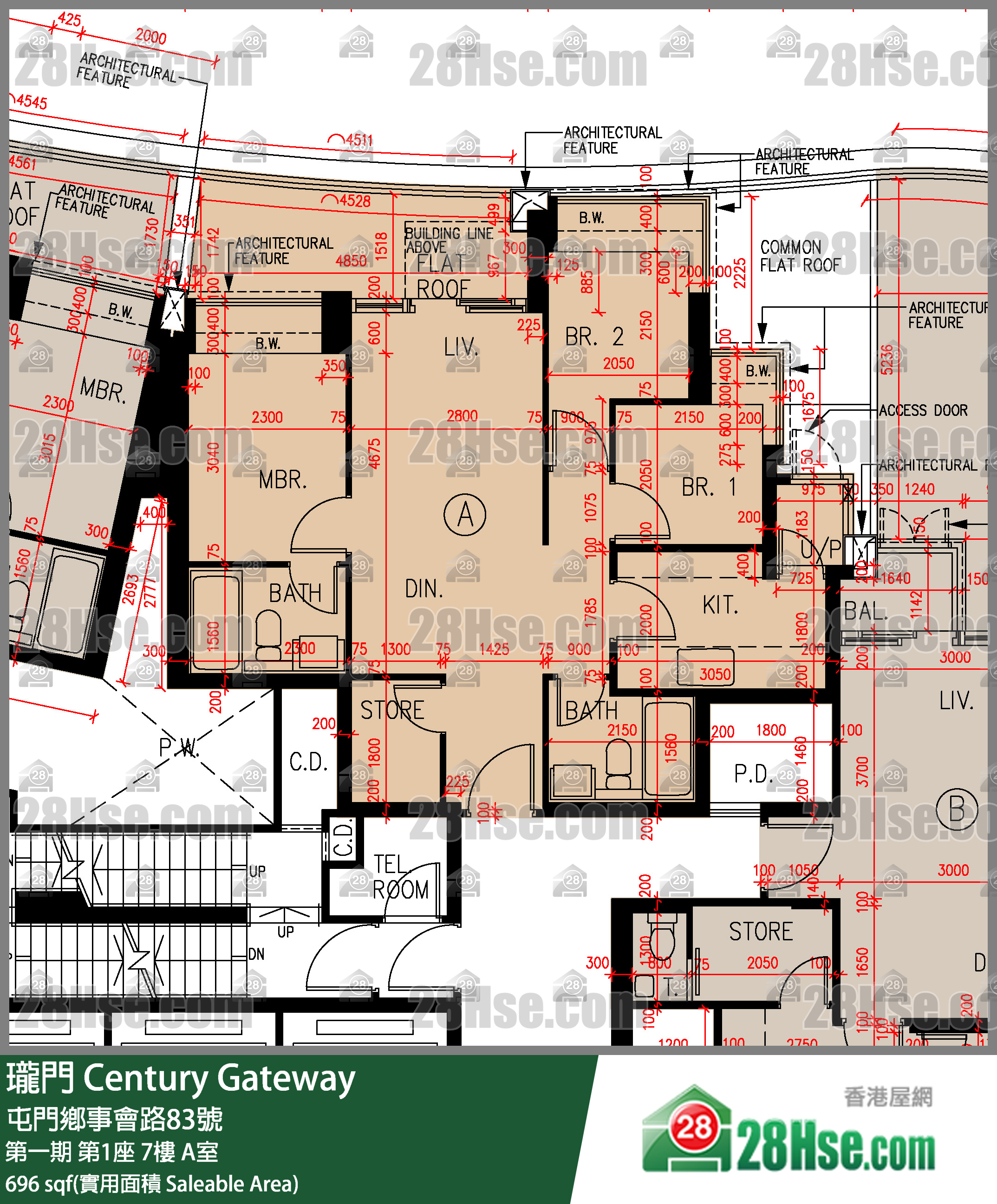 瓏門 第一期 第1座 7樓 A室 平面圖