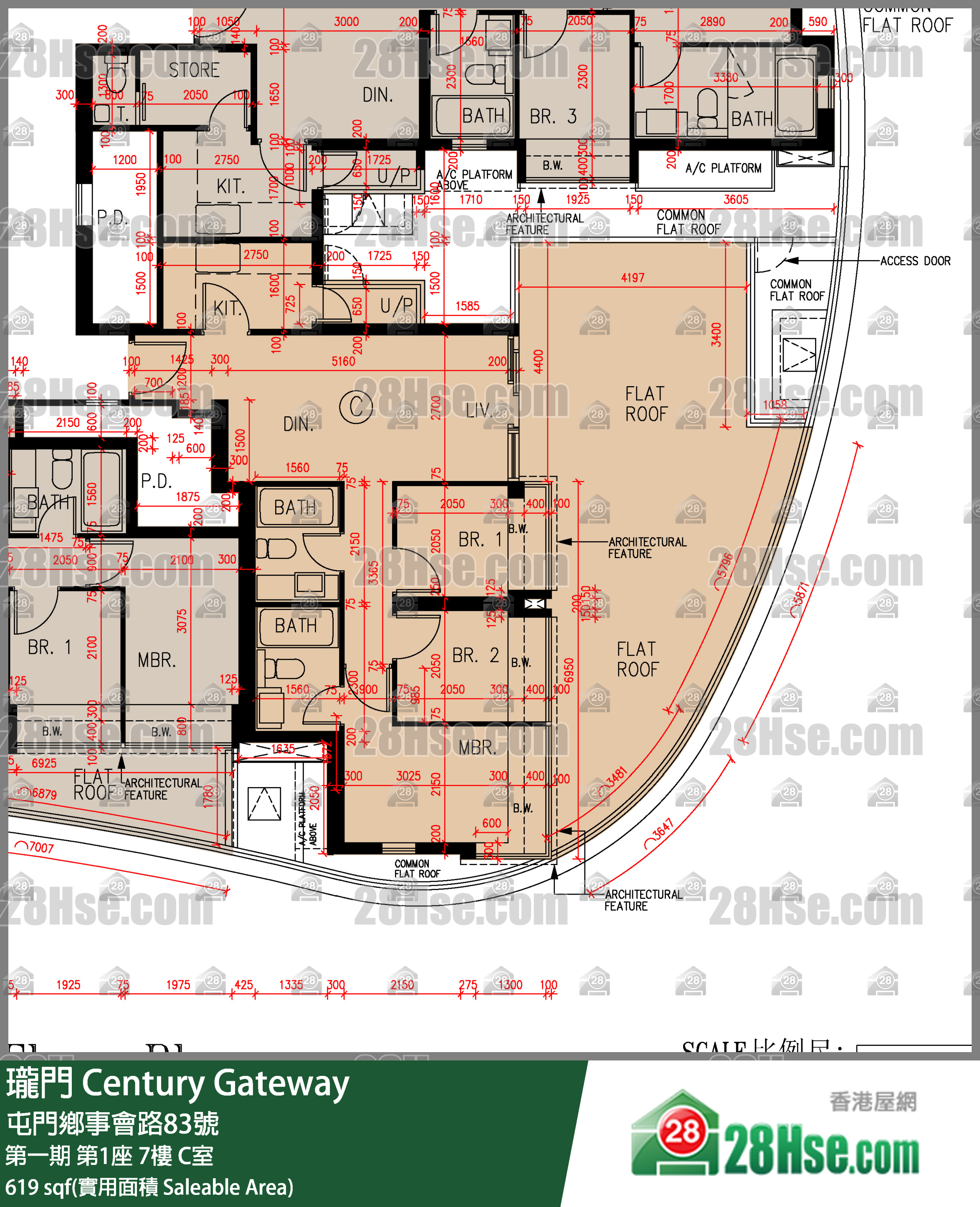 瓏門 第一期第1座7樓 C室 平面圖