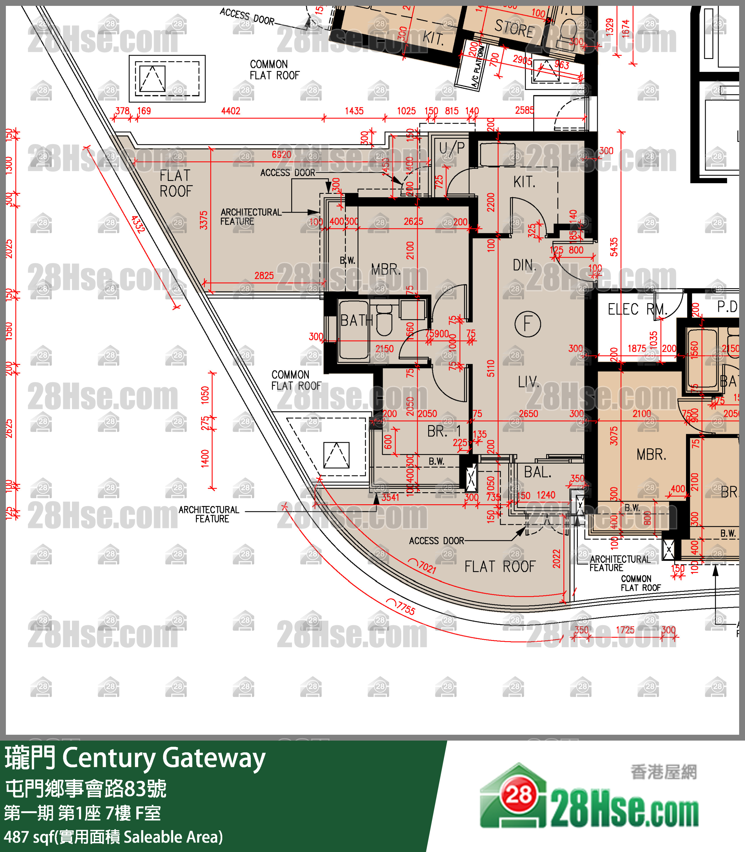 瓏門 第一期第1座7樓 F室 平面圖