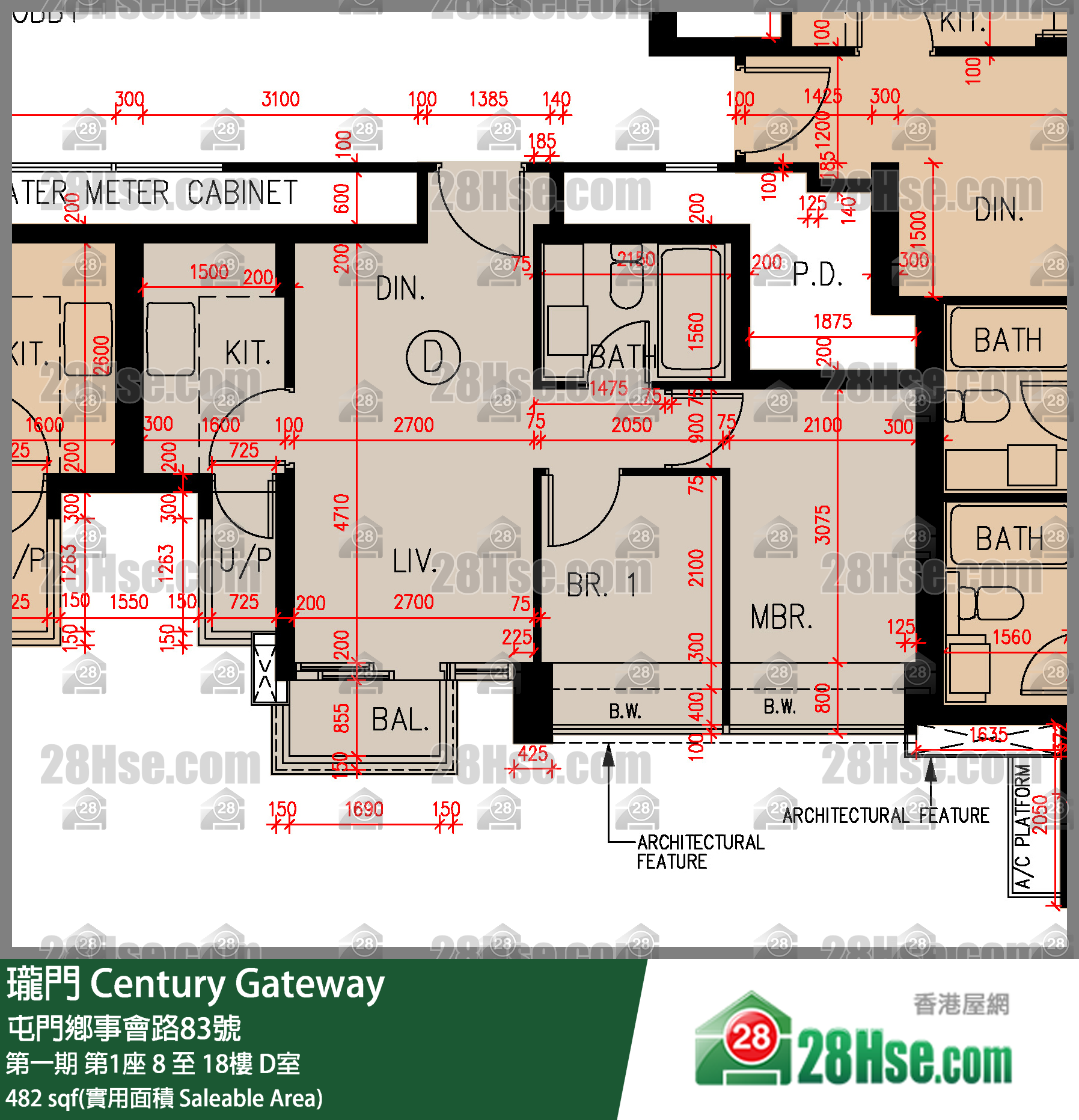 瓏門 第一期第1座15樓 D室 平面圖
