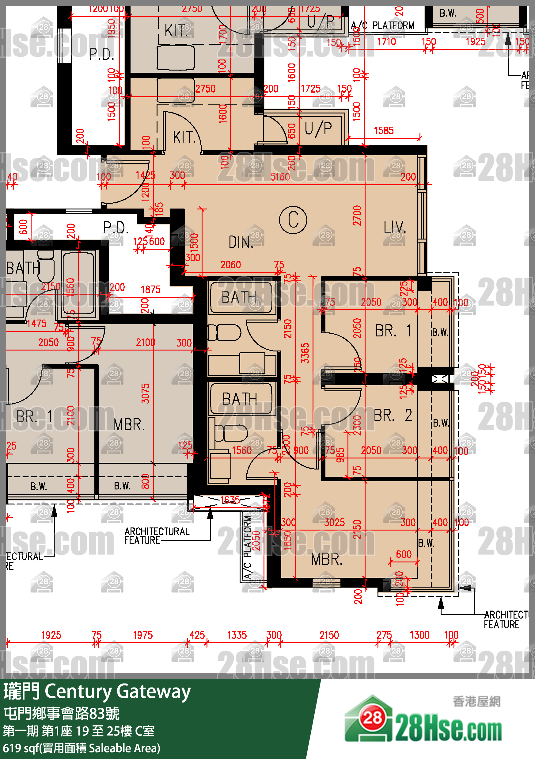 瓏門 第一期 第1座 21樓 C室 平面圖