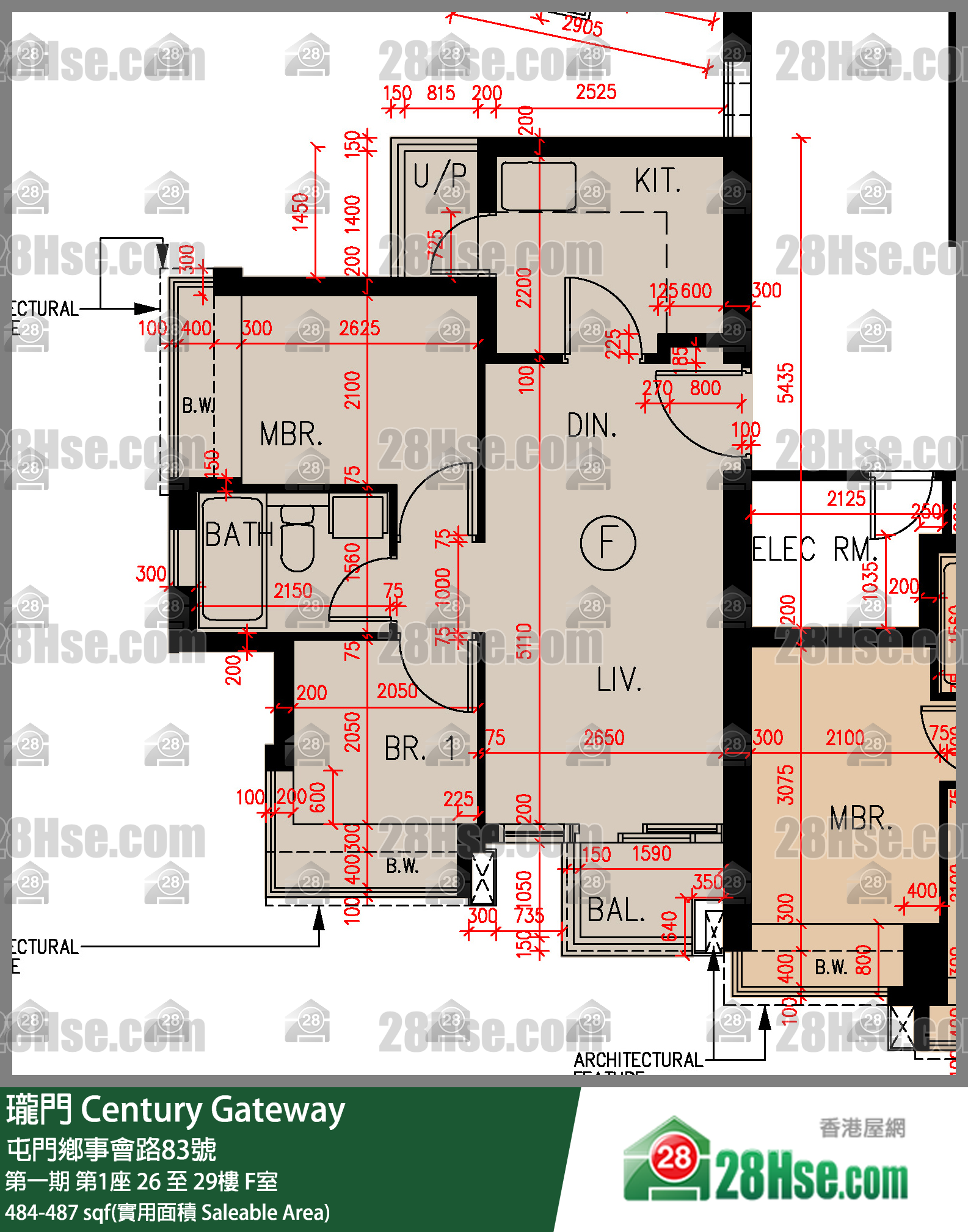 瓏門 第一期 第1座 29樓 F室 平面圖