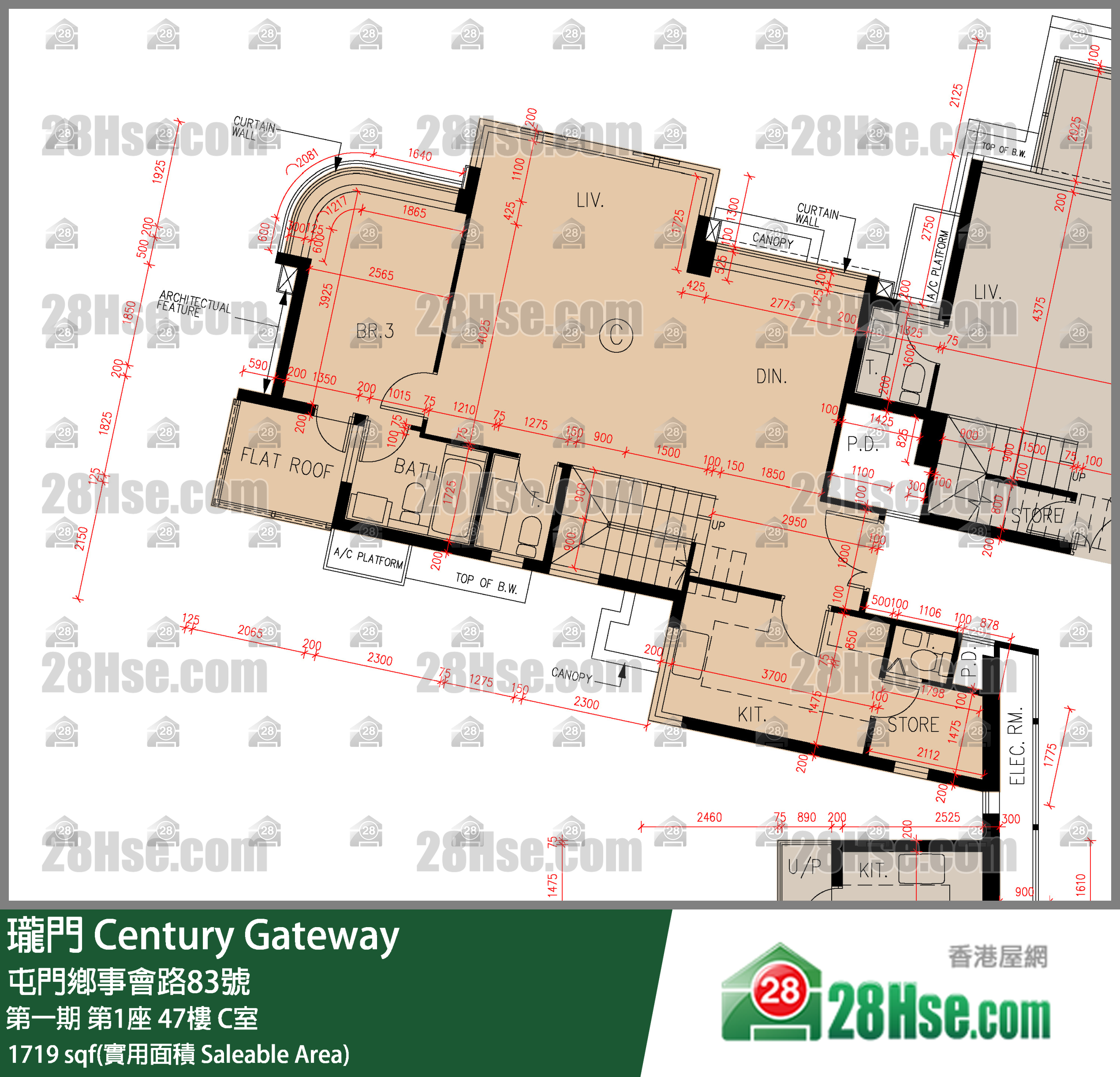 瓏門 第一期 第1座 47樓 C室 平面圖