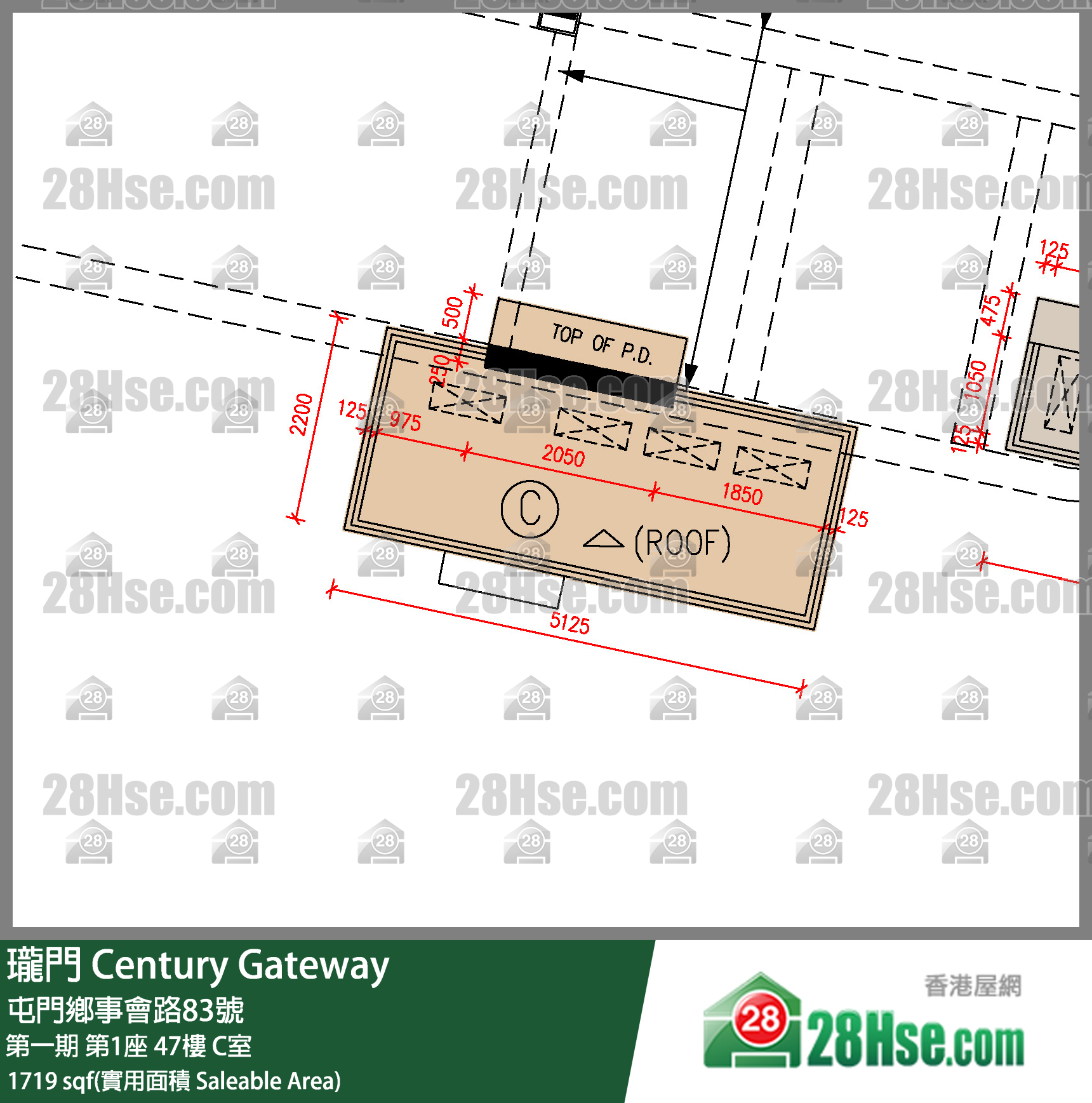 瓏門 第一期 第1座 47樓 C室 平面圖