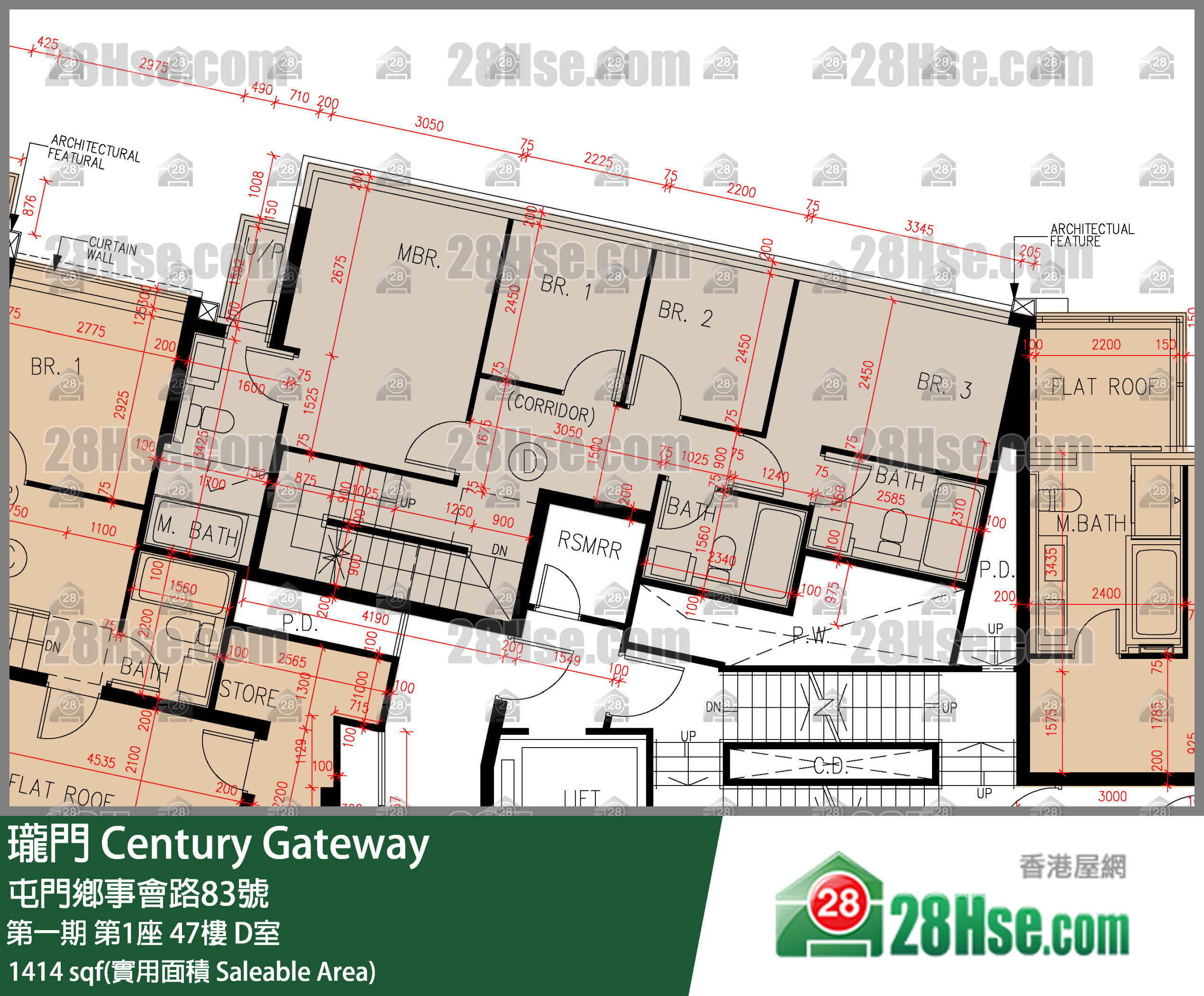 瓏門 第一期第1座47樓 D室 平面圖