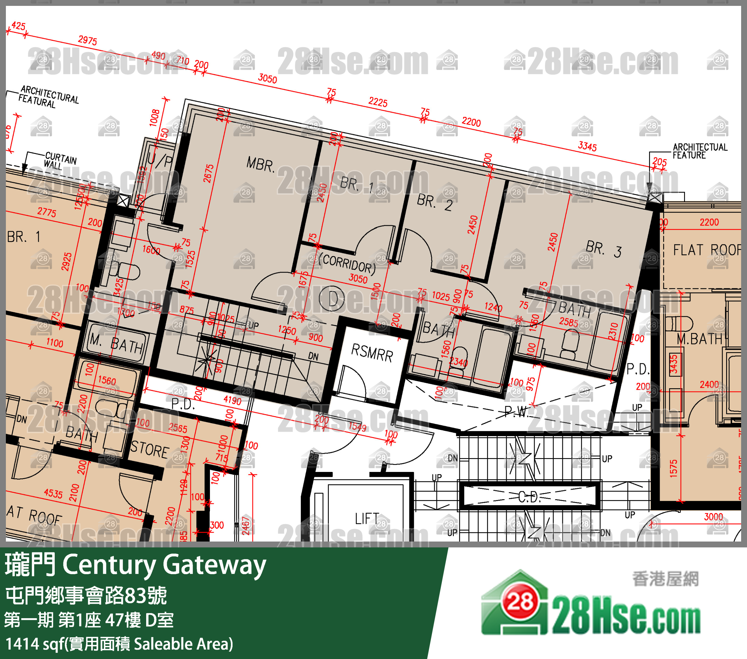 瓏門 第一期第1座47樓 D室 平面圖