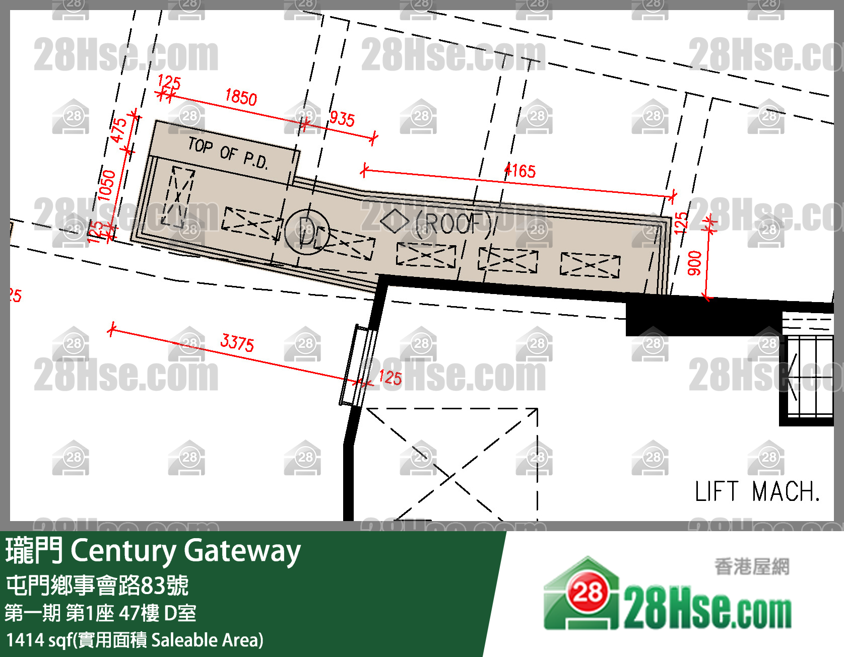 瓏門 第一期第1座47樓 D室 平面圖