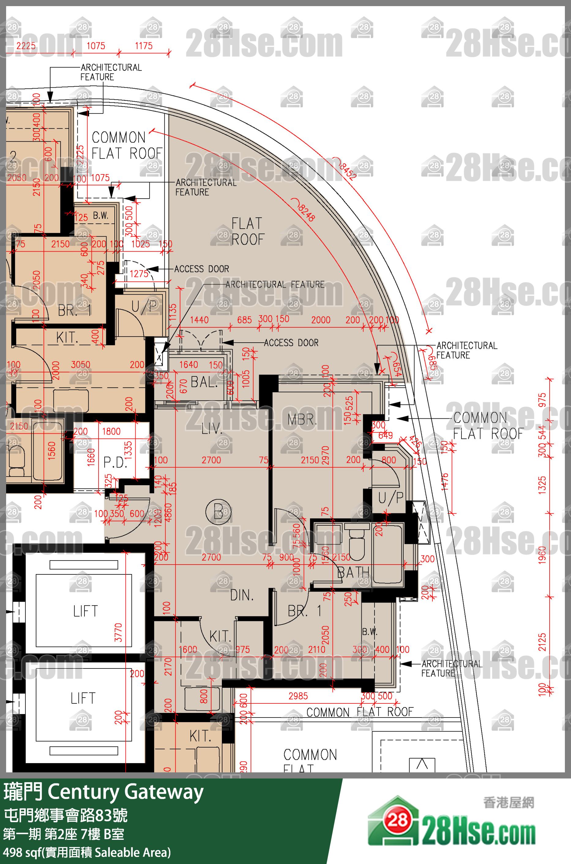 珑门 第一期第2座7楼 B室 平面图
