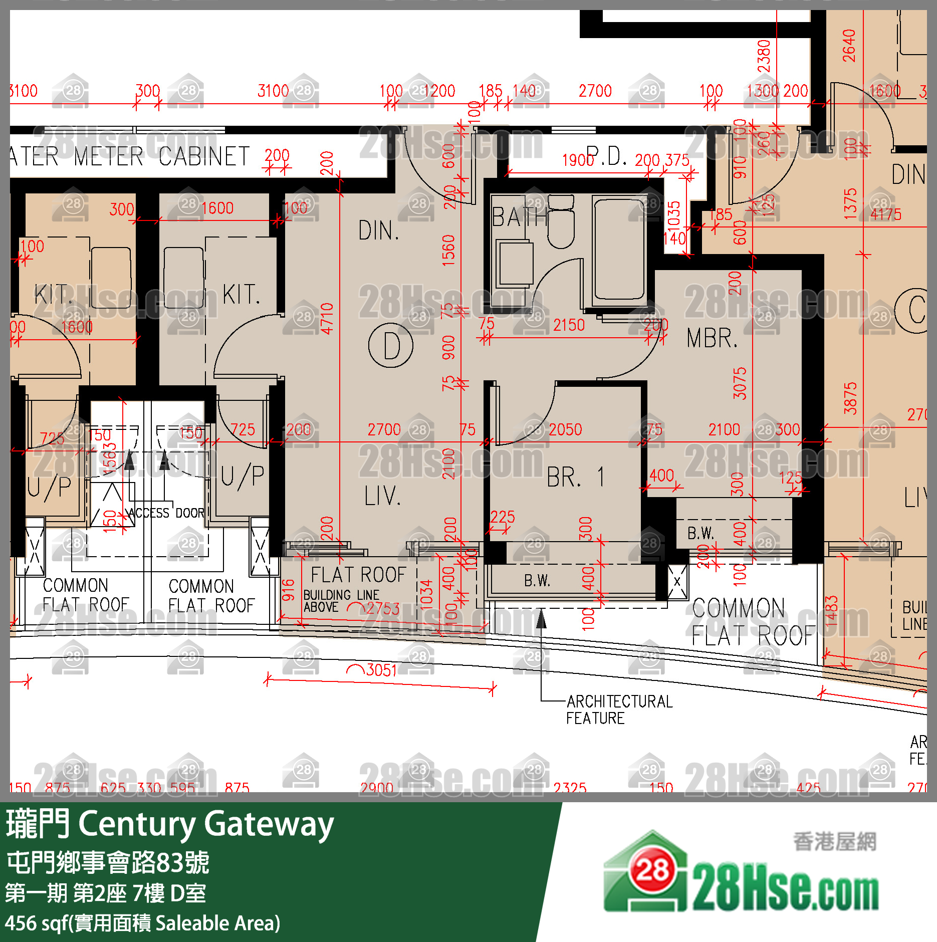 瓏門 第一期第2座7樓 D室 平面圖