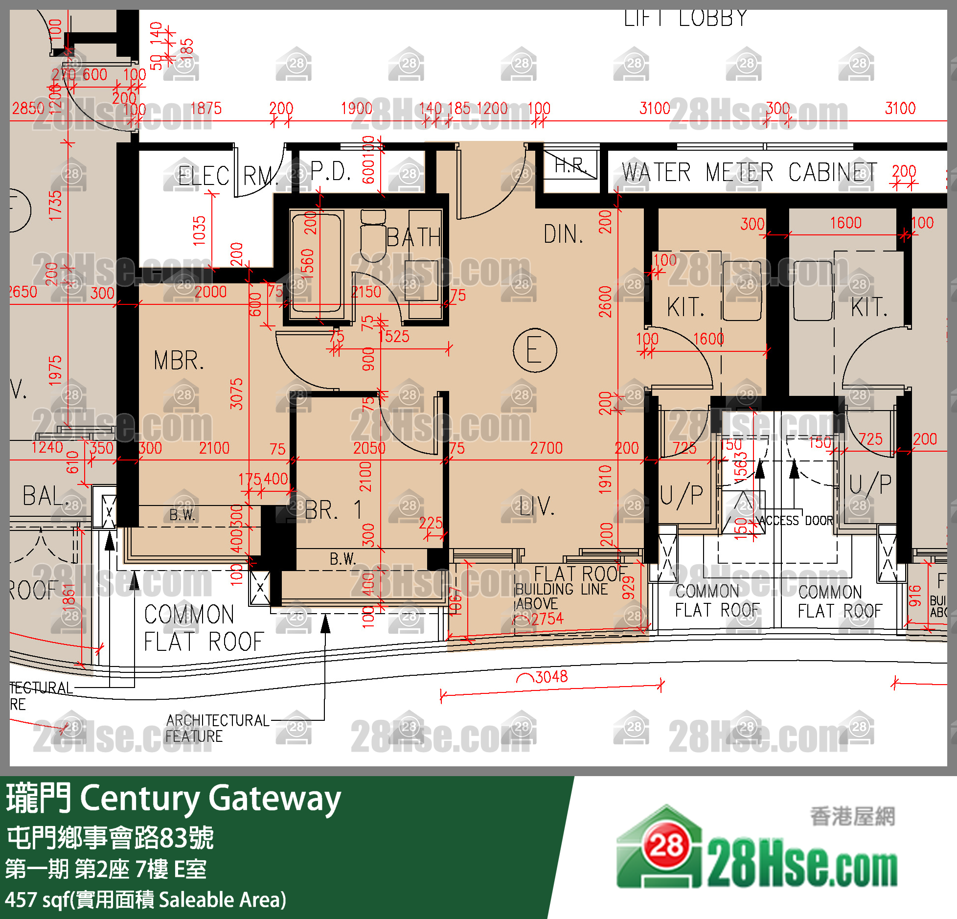 瓏門 第一期第2座7樓 E室 平面圖