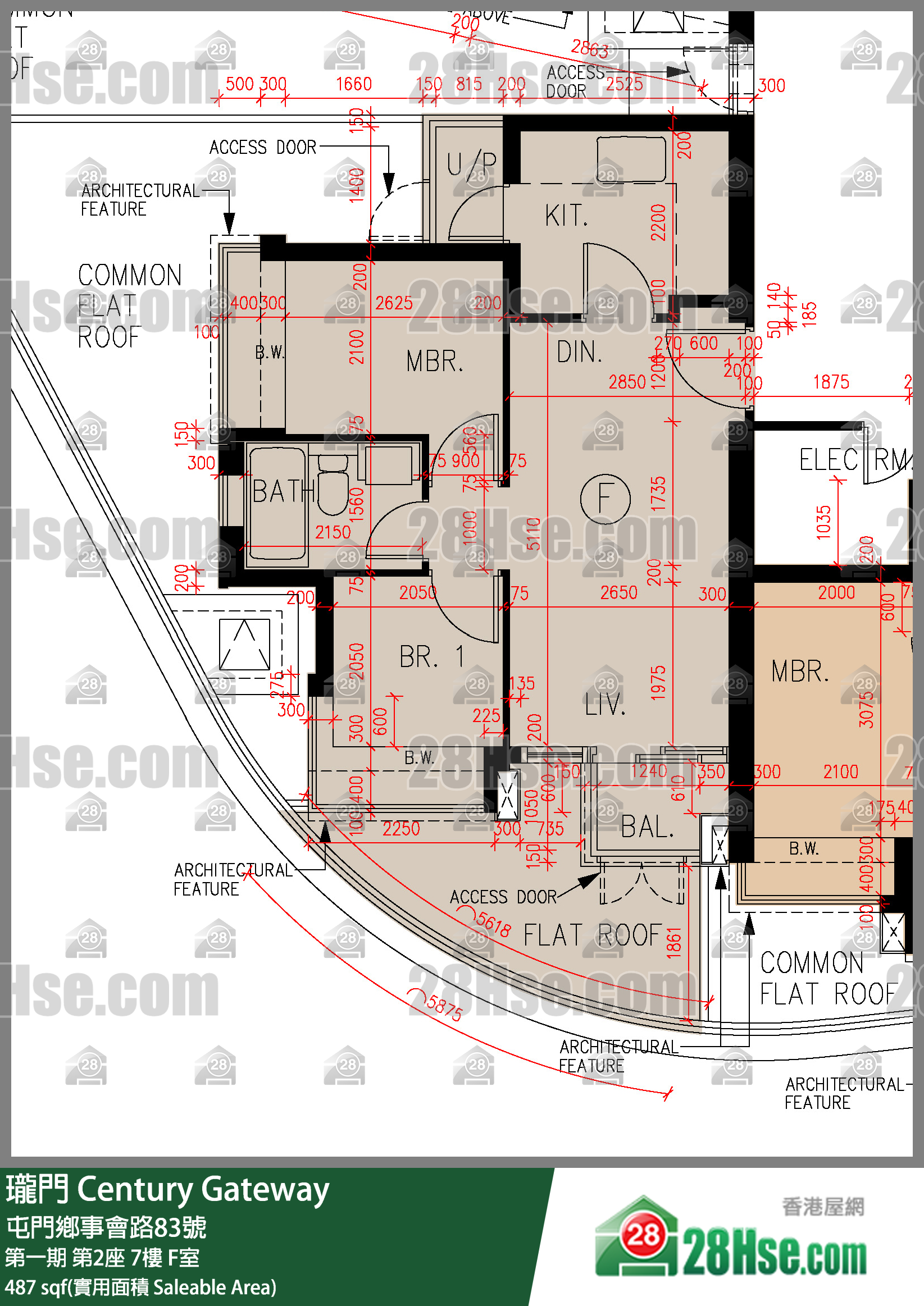 瓏門 第一期 第2座 7樓 F室 平面圖