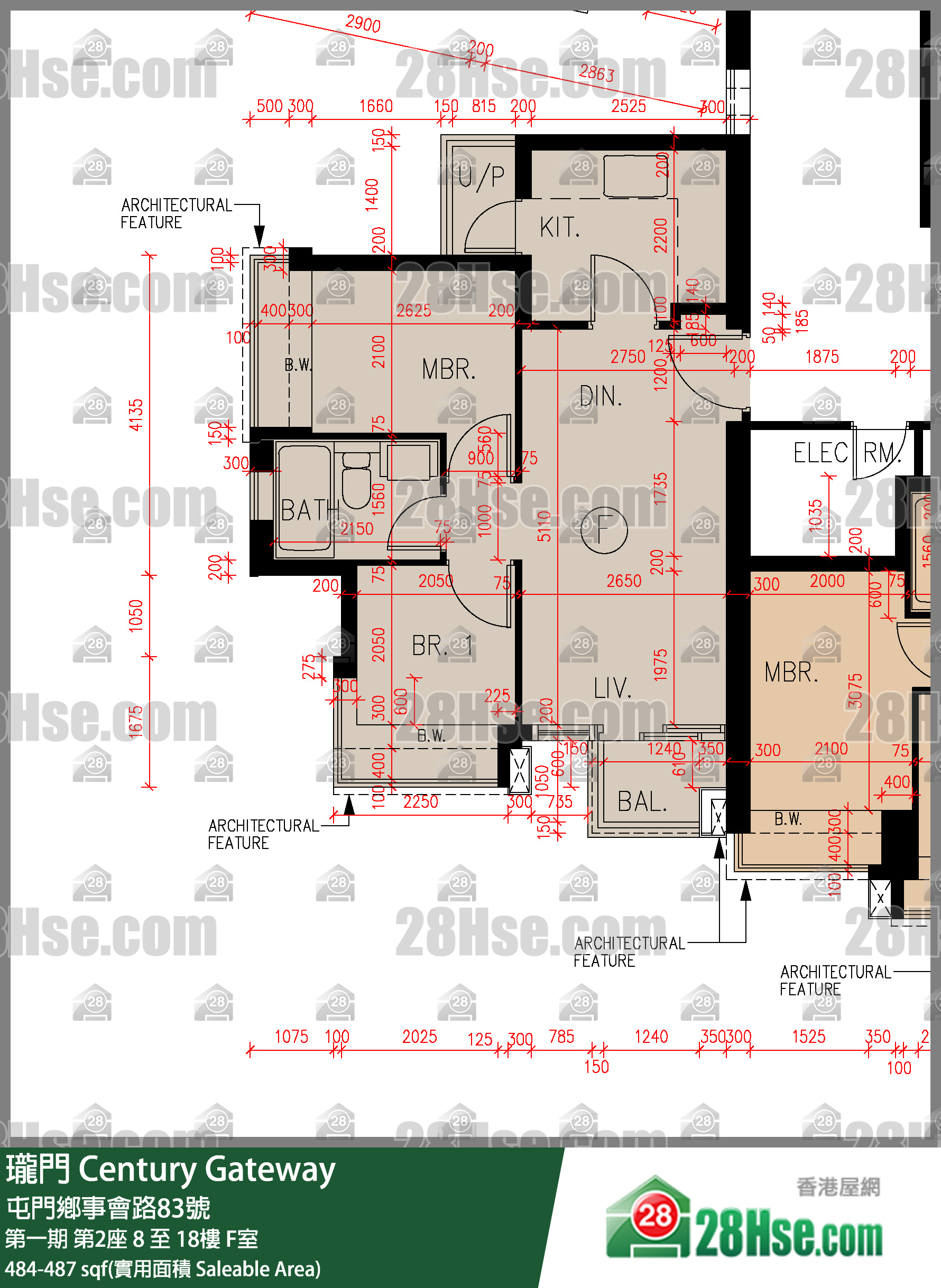 瓏門 第一期第2座17樓 F室 平面圖