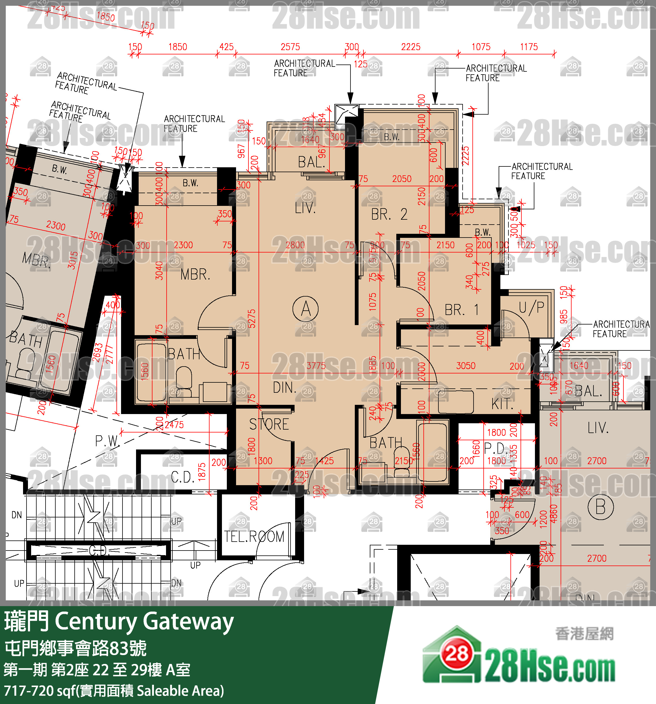 瓏門 第一期第2座29樓 A室 平面圖
