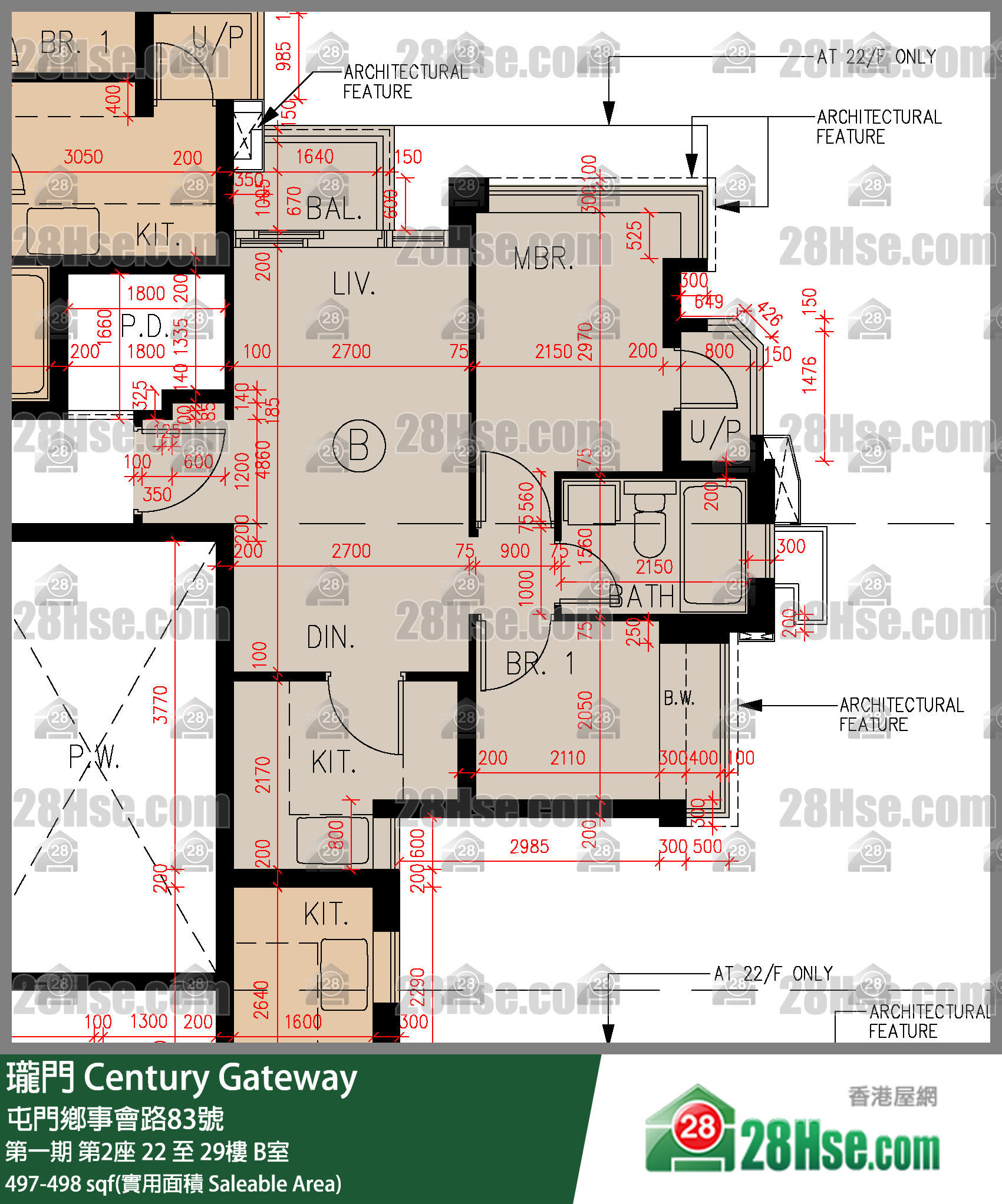 瓏門 第一期 第2座 25樓 B室 平面圖