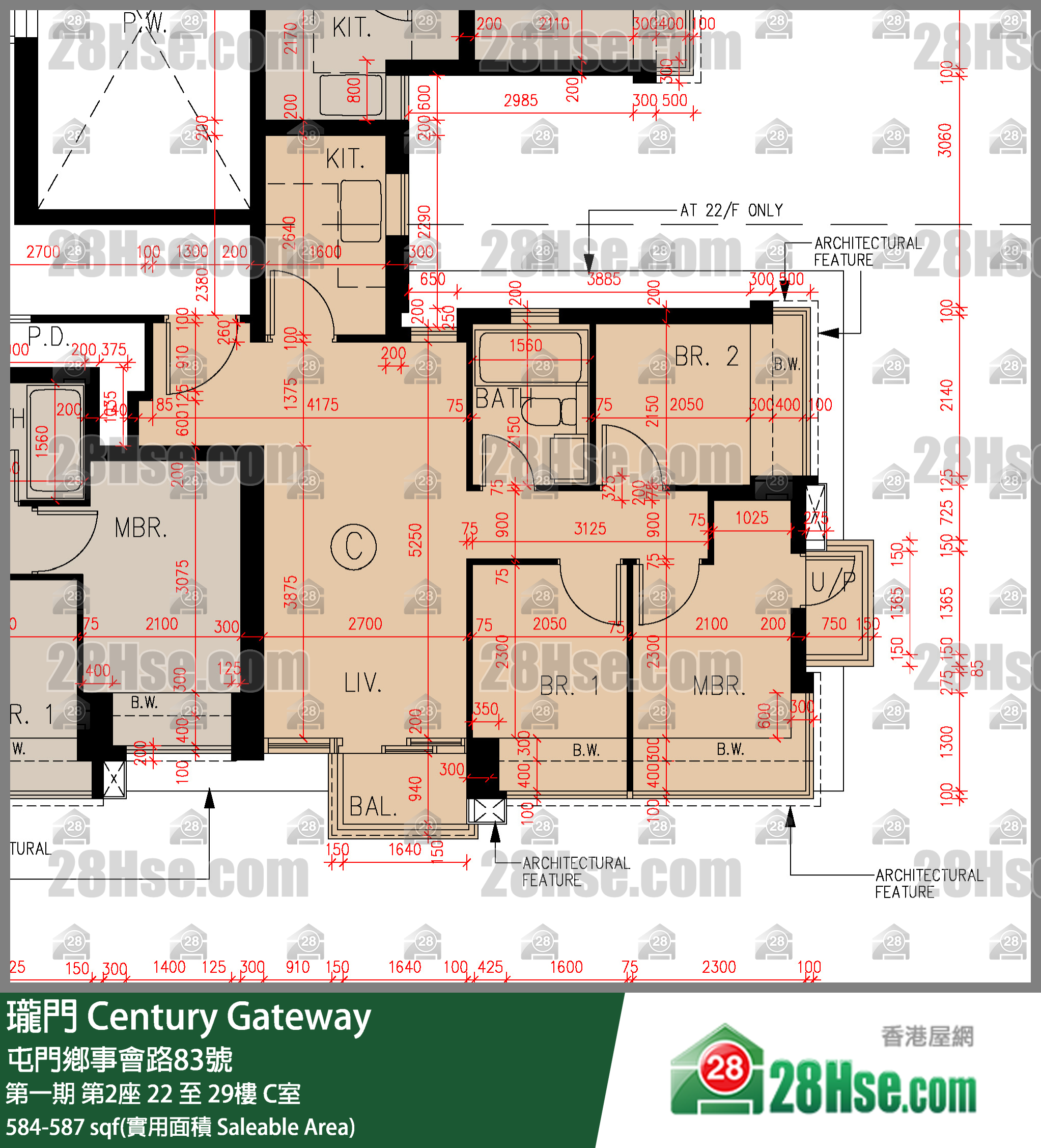 瓏門 第一期第2座28樓 C室 平面圖