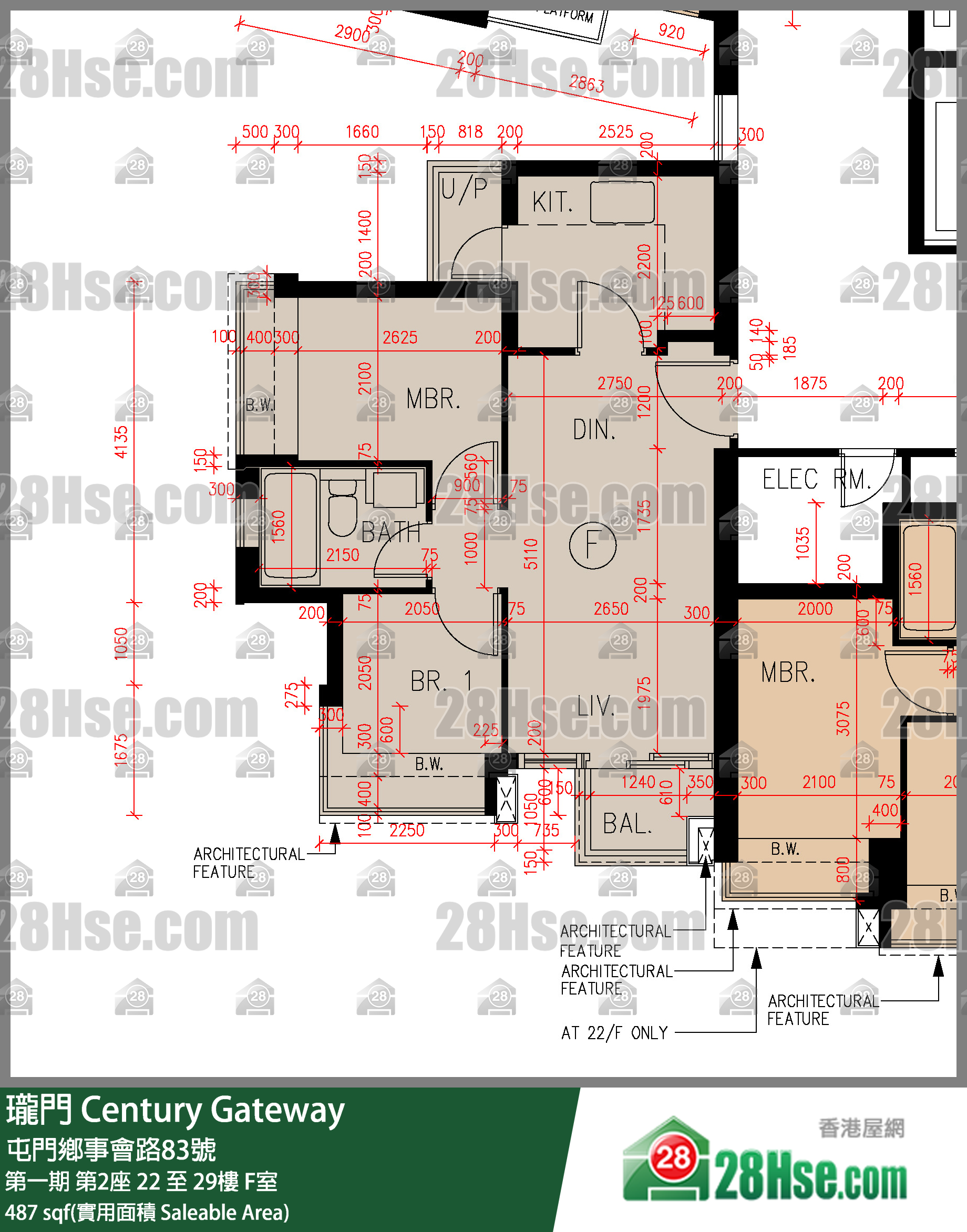 瓏門 第一期第2座26樓 F室 平面圖