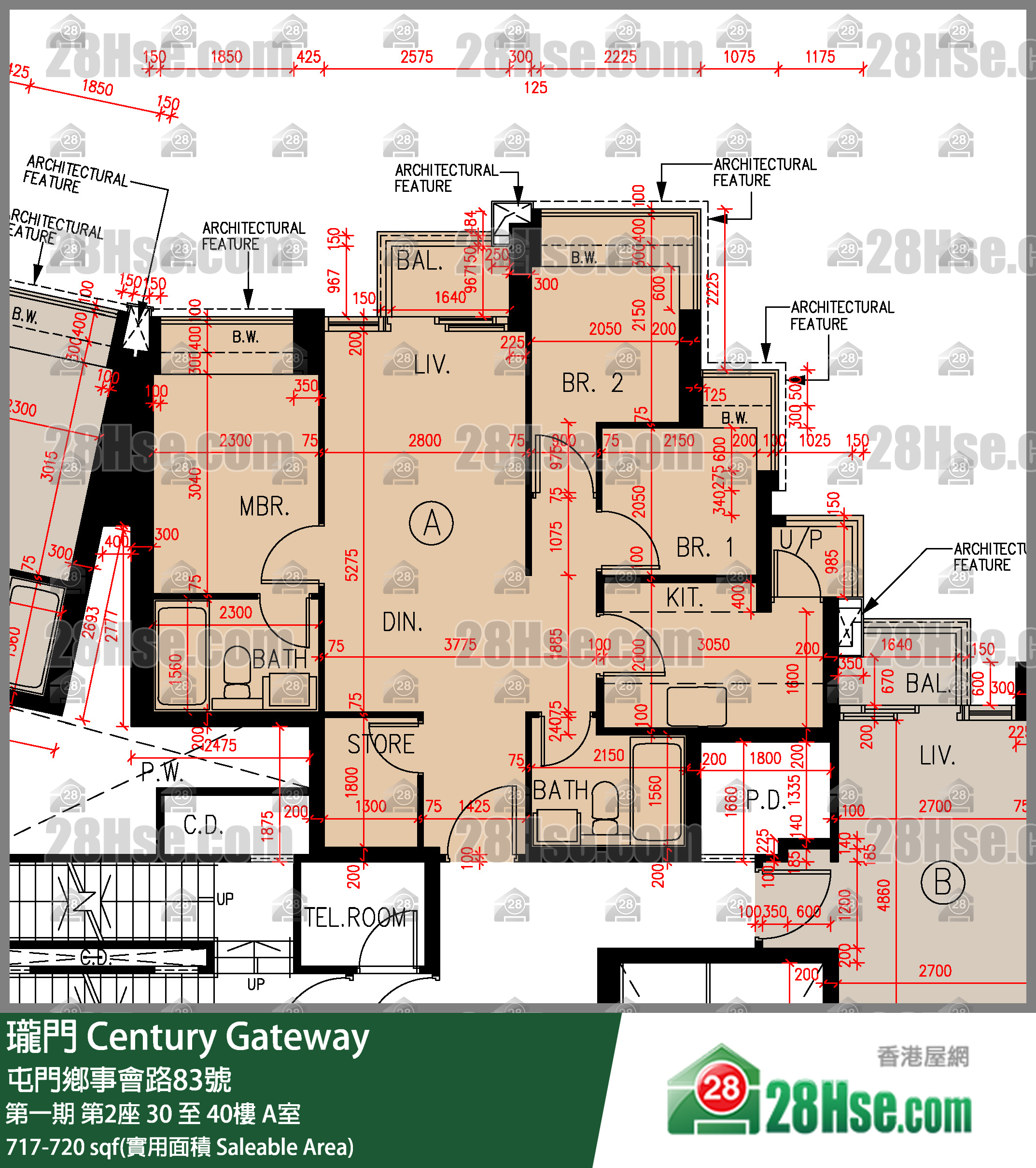 瓏門 第一期第2座33樓 A室 平面圖