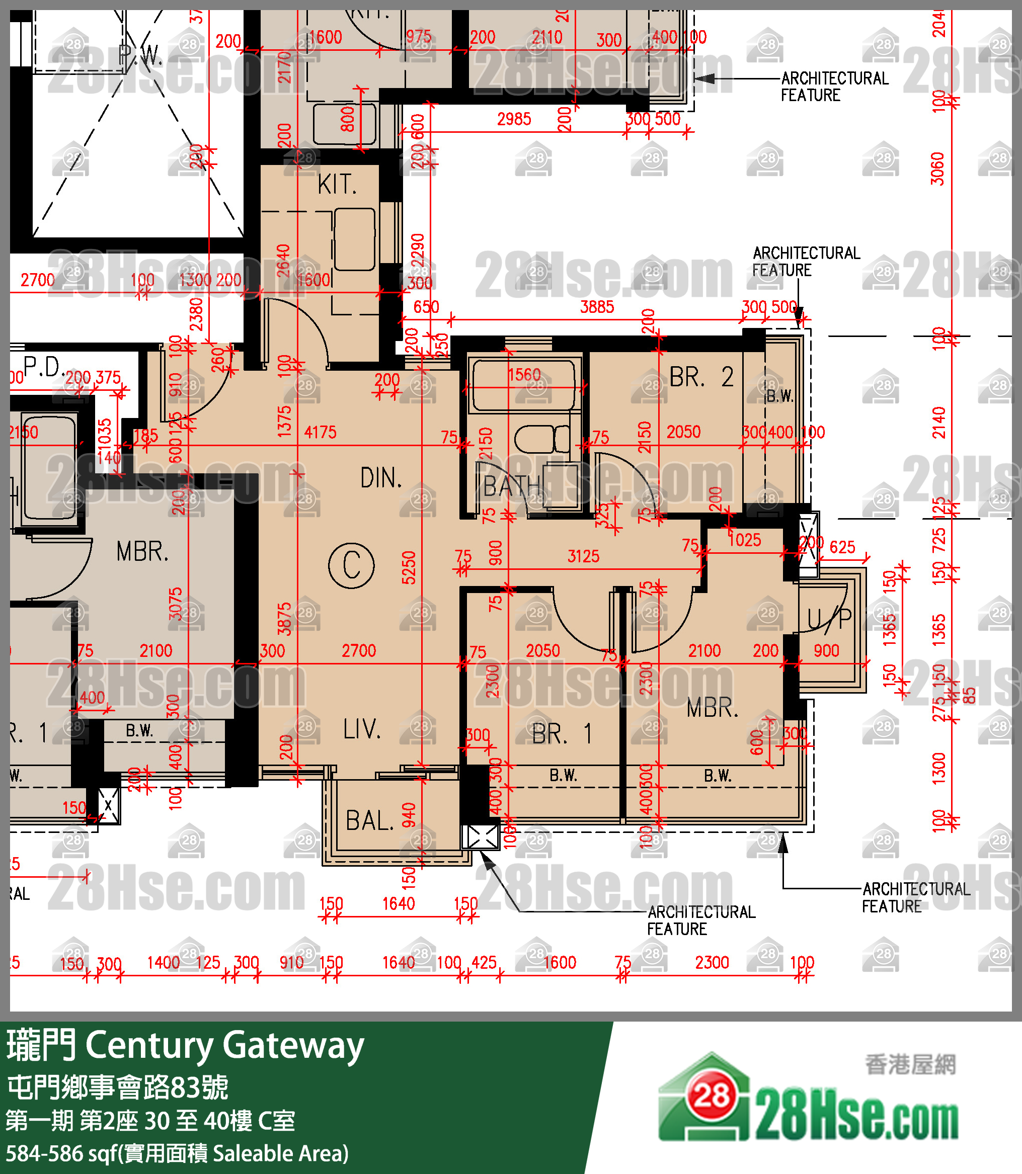 瓏門 第一期第2座37樓 C室 平面圖