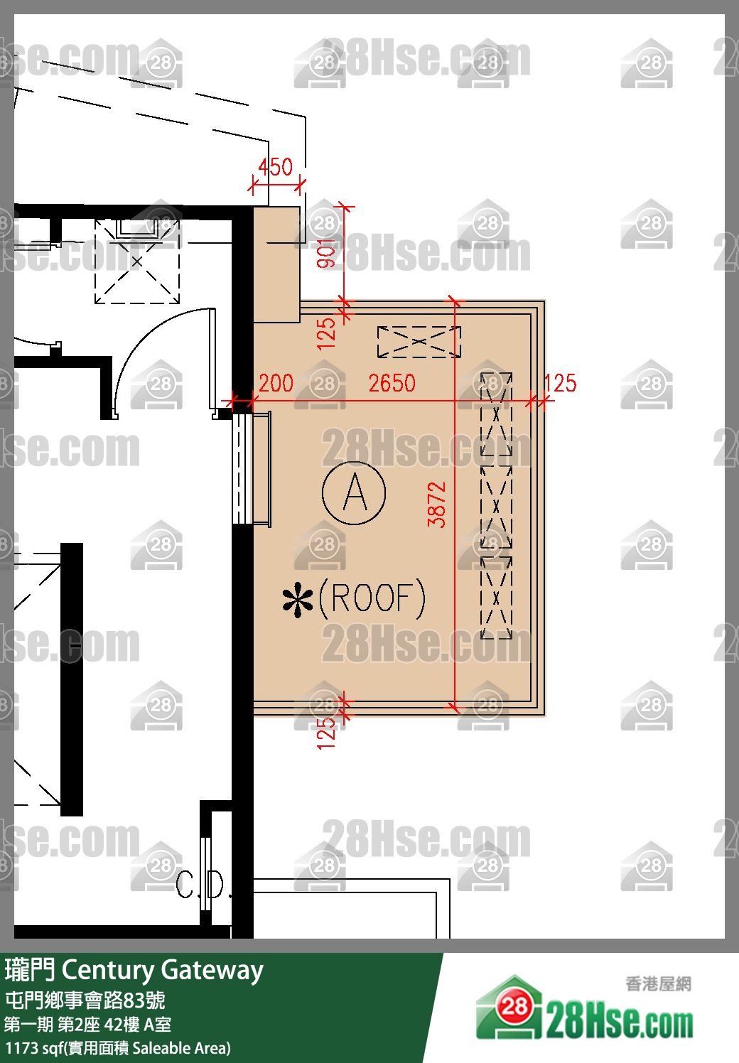瓏門 第一期 第2座 42樓 A室 平面圖