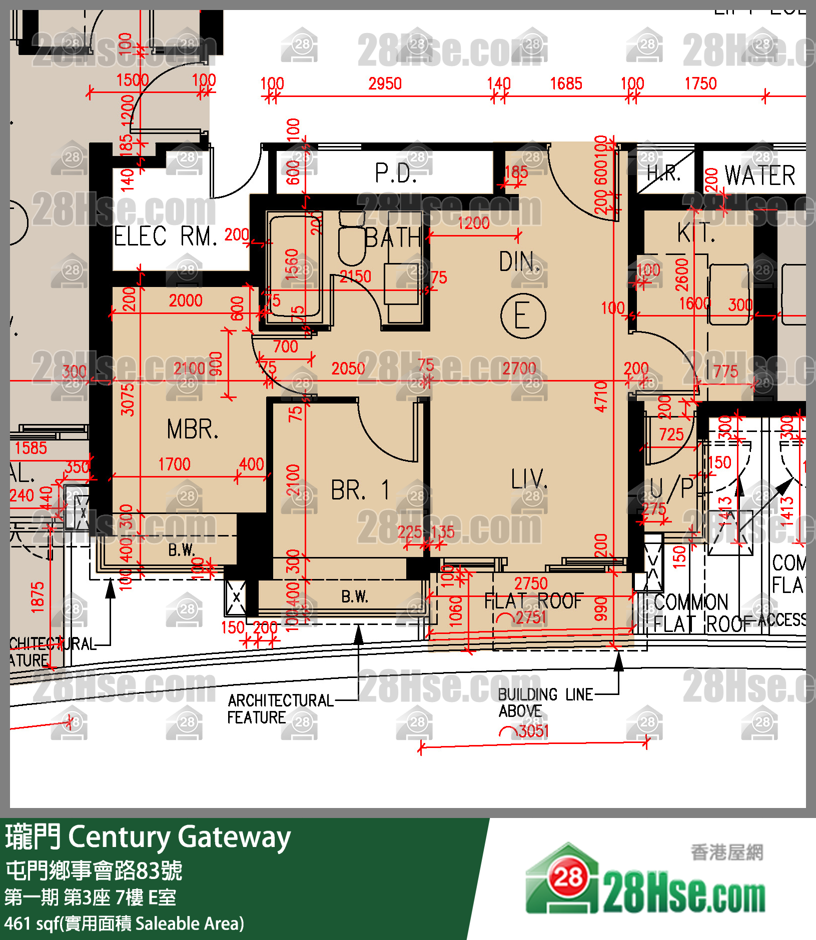 珑门 第一期 第3座 7楼 E室 平面图