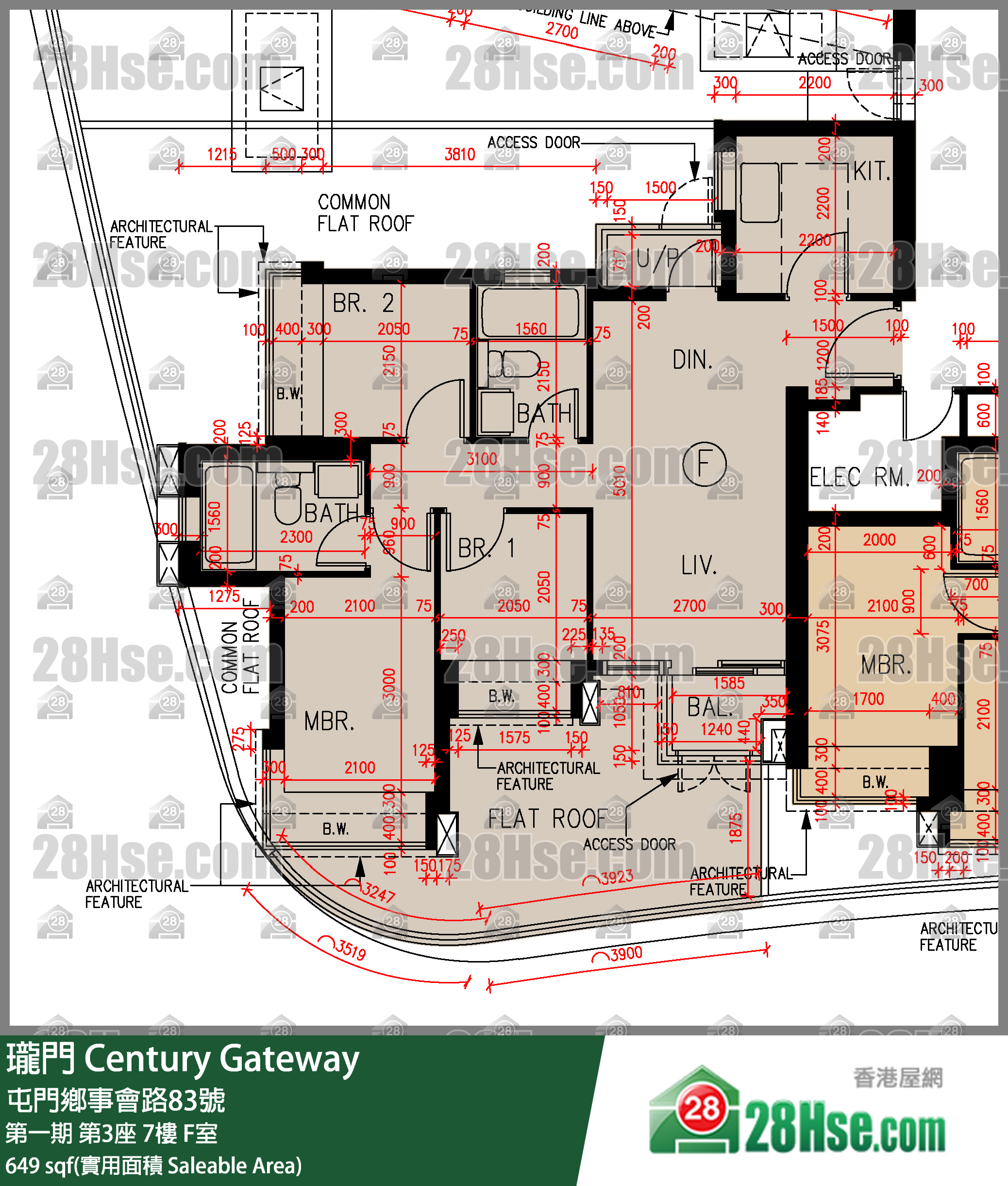 瓏門 第一期第3座7樓 F室 平面圖