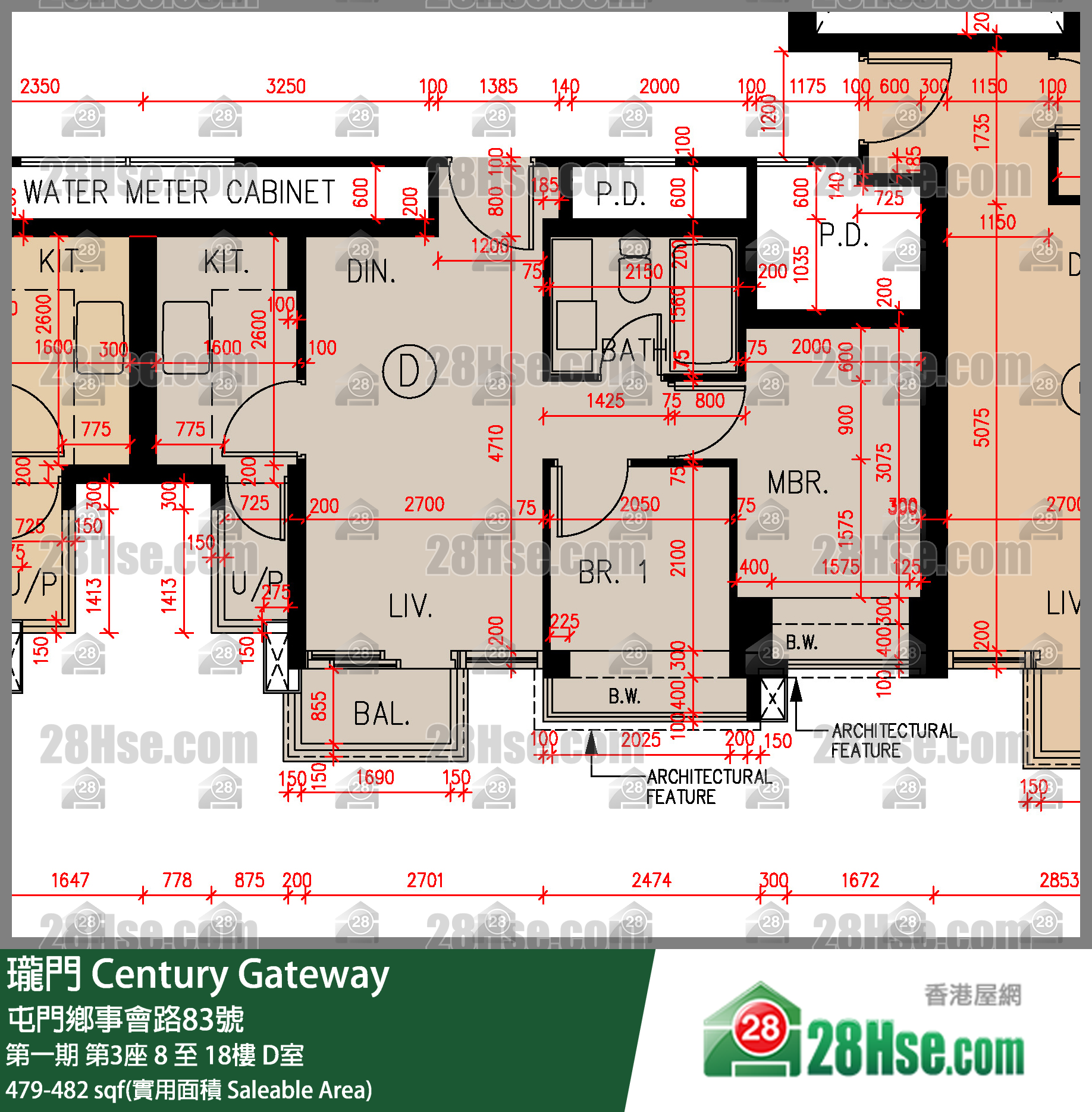 瓏門 第一期第3座10樓 D室 平面圖