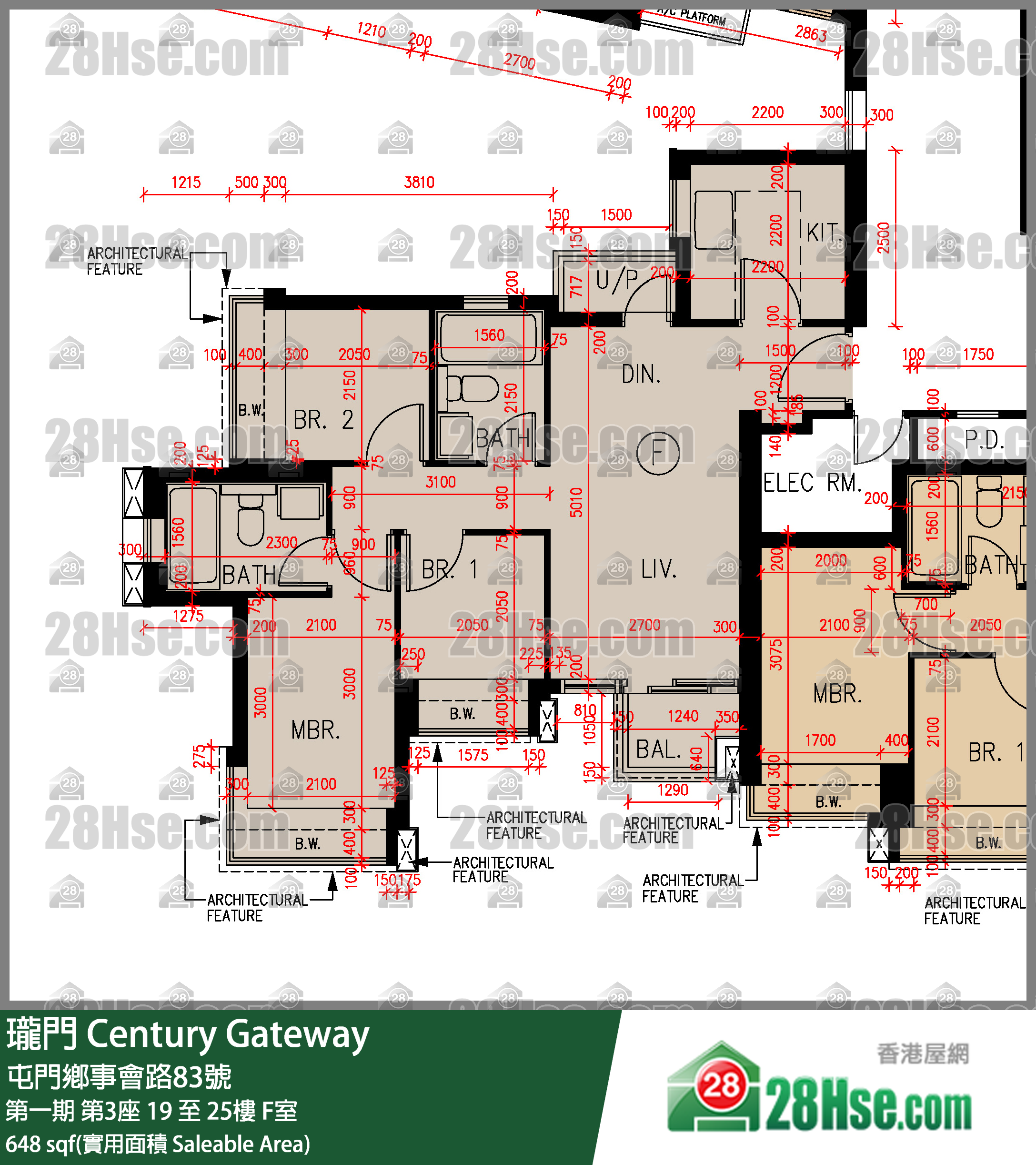 瓏門 第一期第3座22樓 F室 平面圖