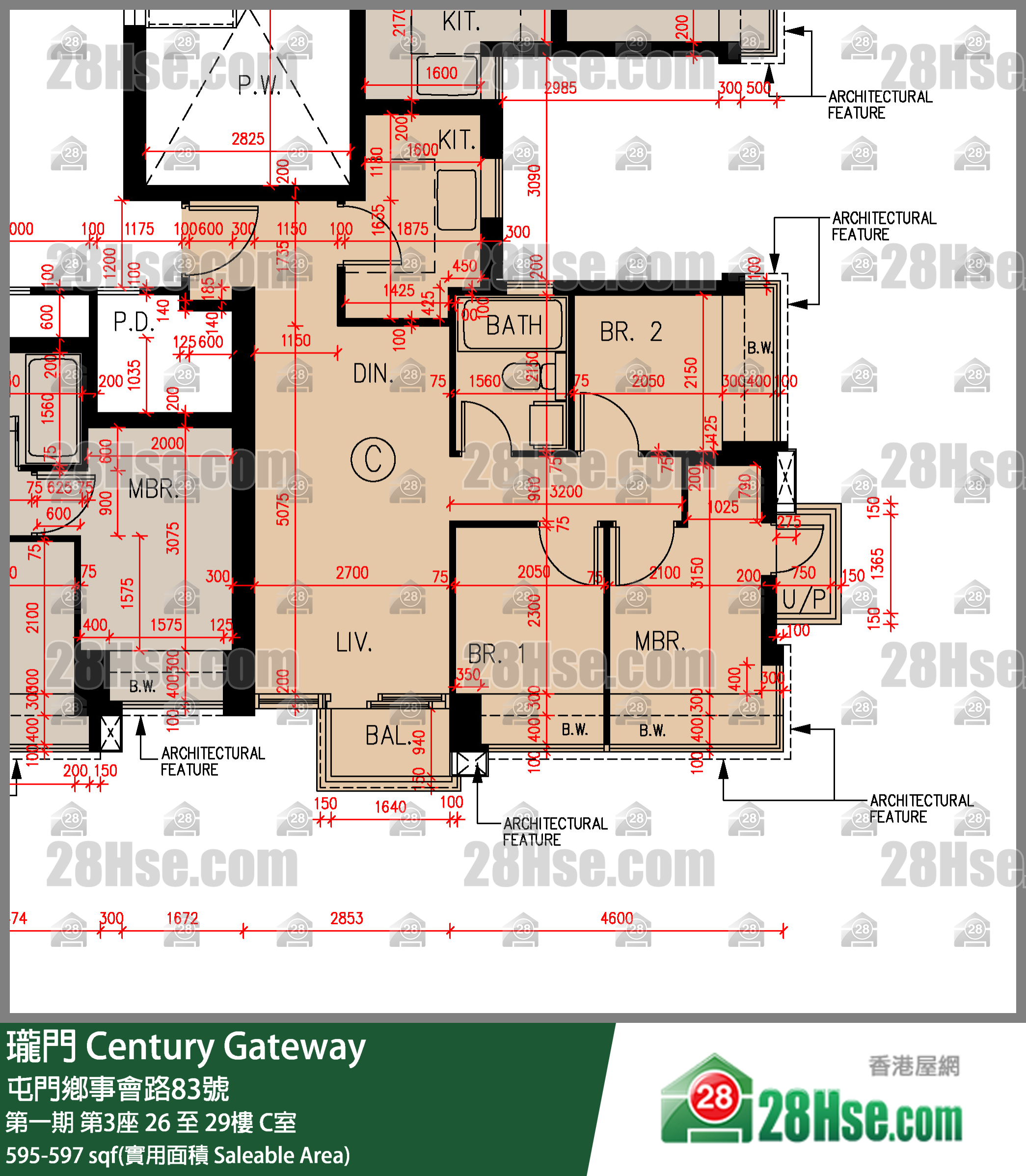 瓏門 第一期第3座28樓 C室 平面圖