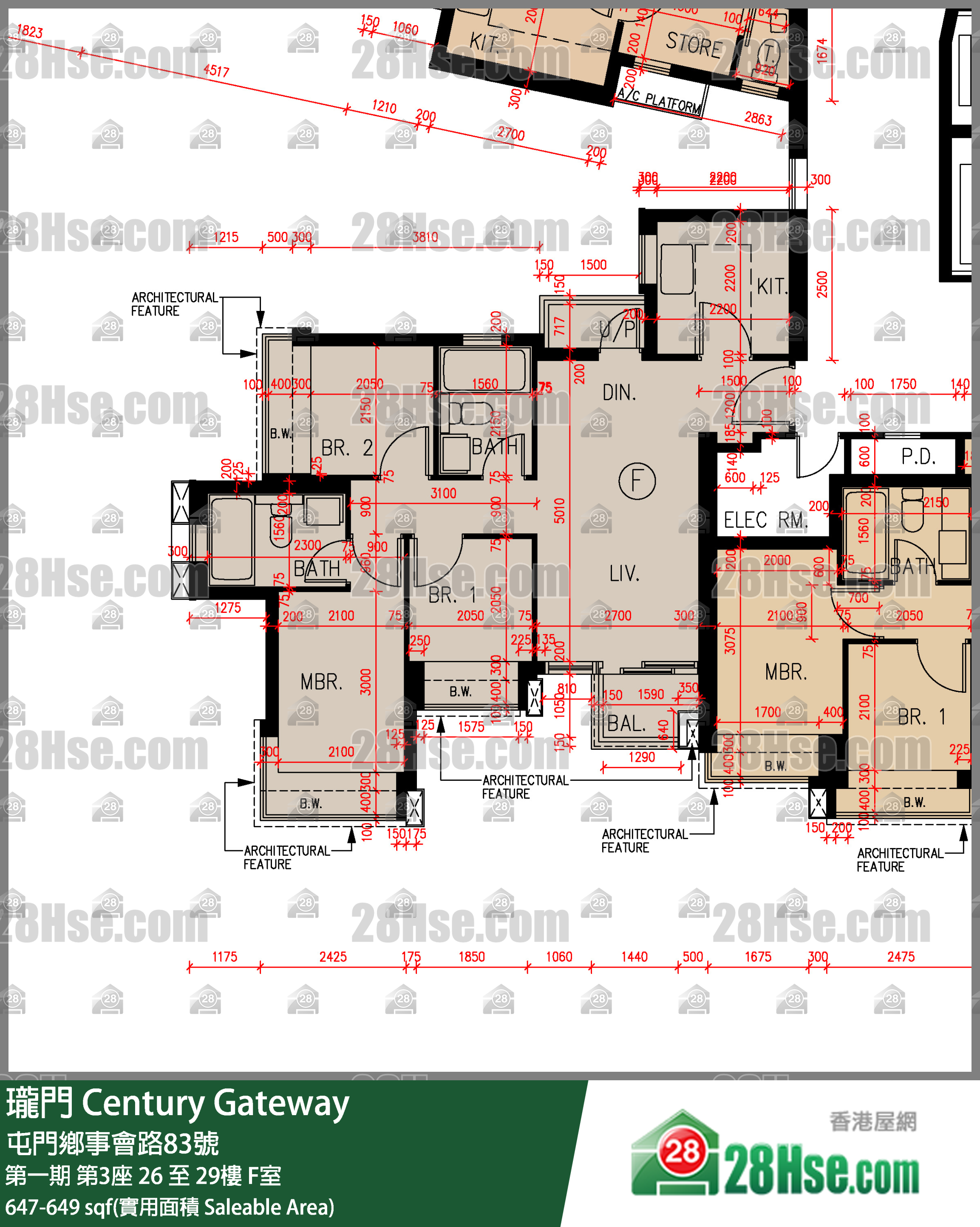 瓏門 第一期第3座29樓 F室 平面圖