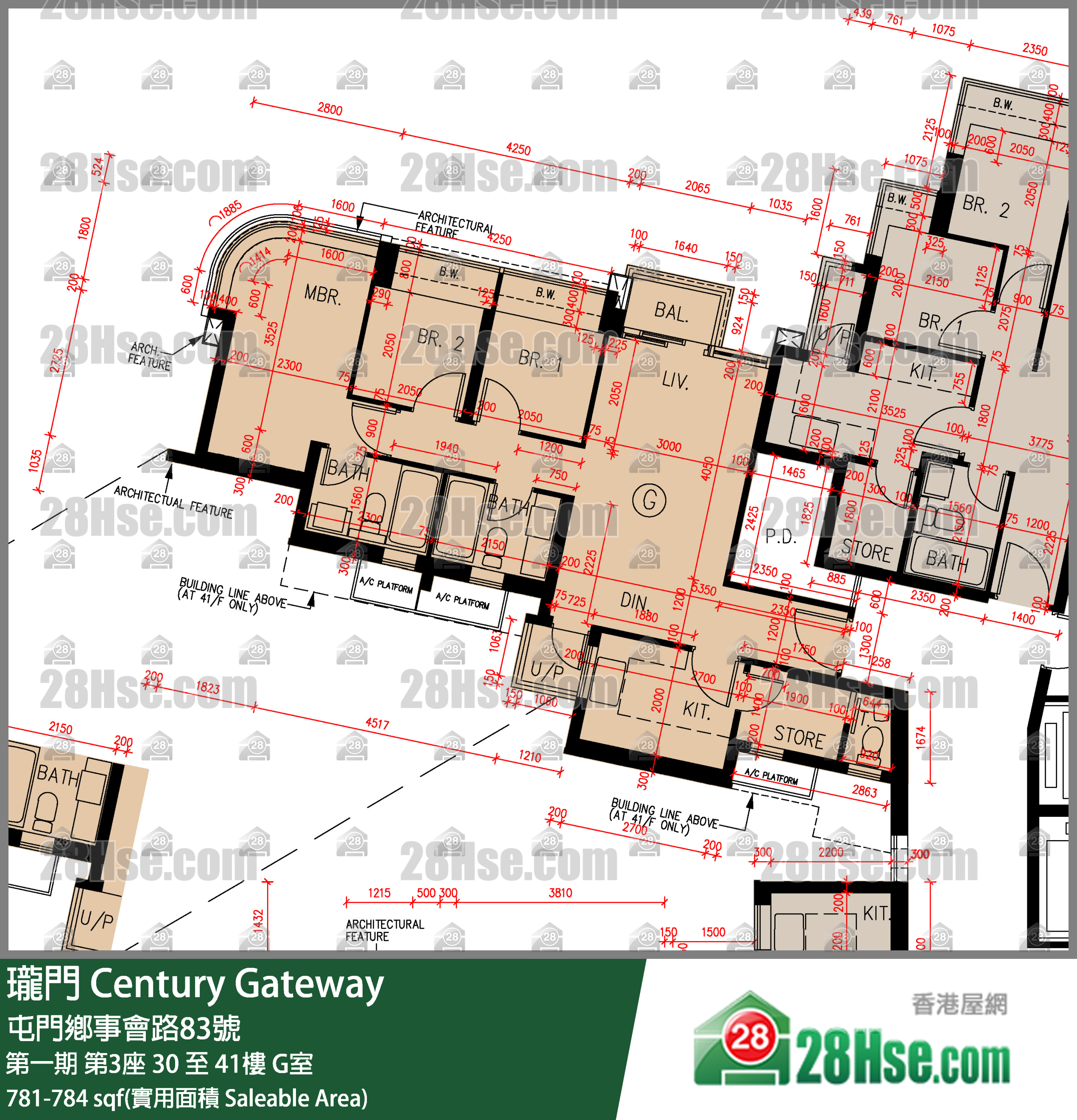 瓏門 第一期 第3座 31樓 G室 平面圖