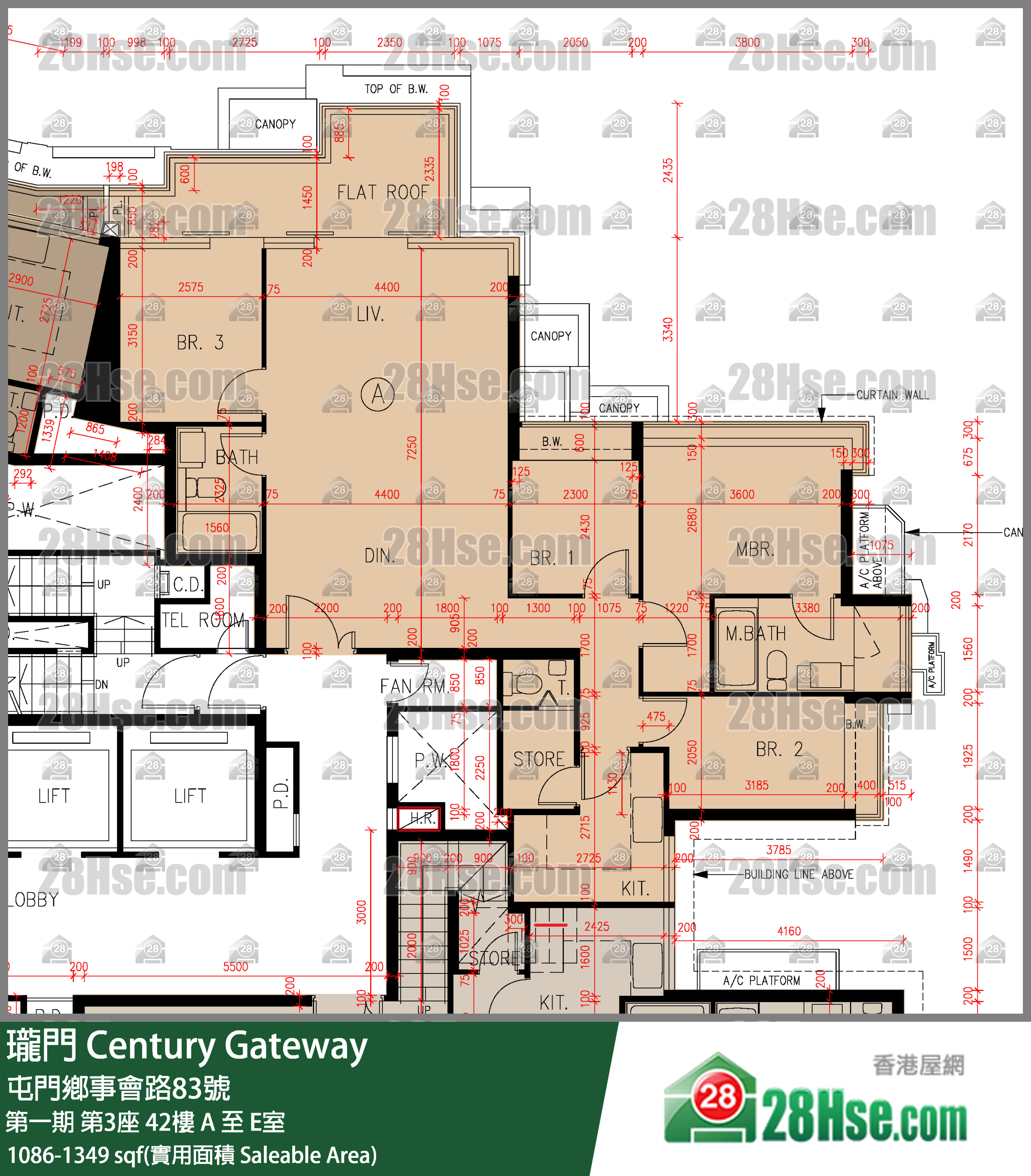 瓏門 第一期 第3座 42樓 A室 平面圖