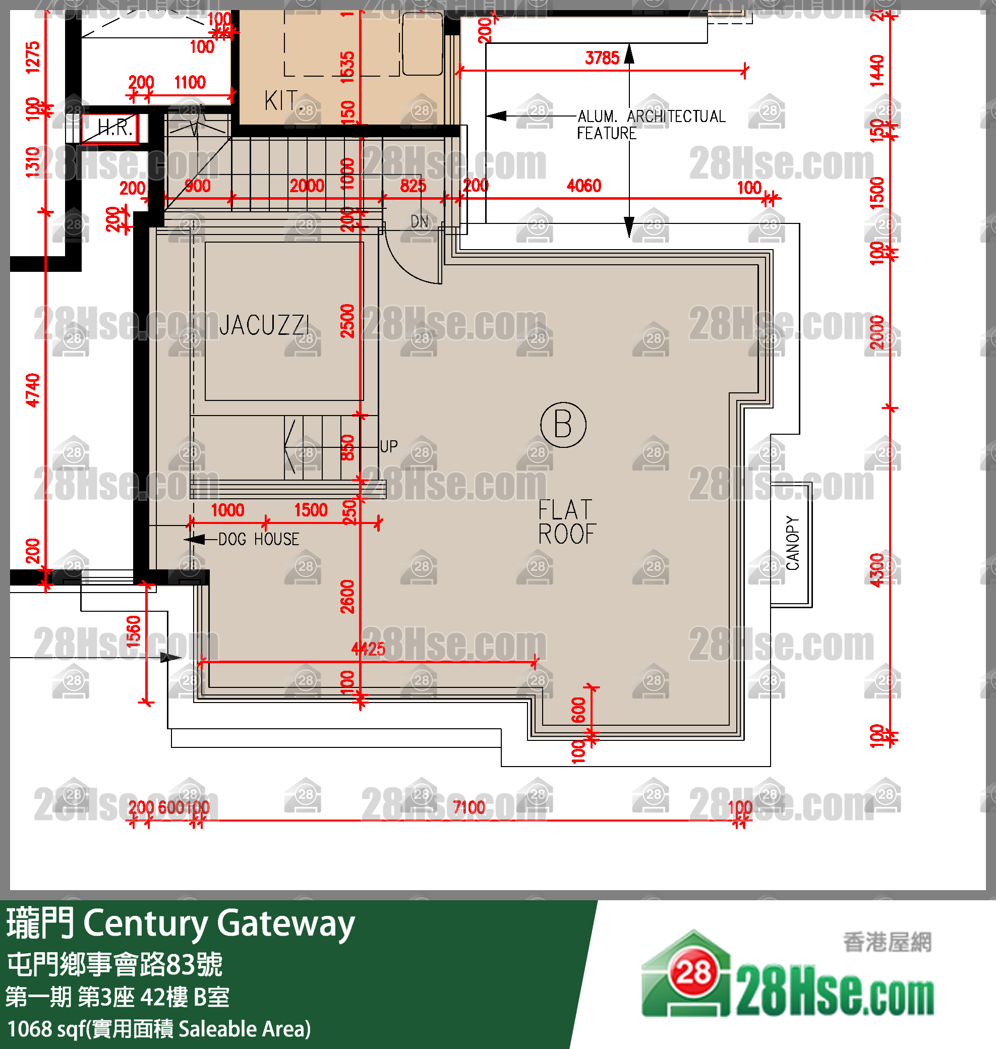 瓏門 第一期第3座42樓 B室 平面圖